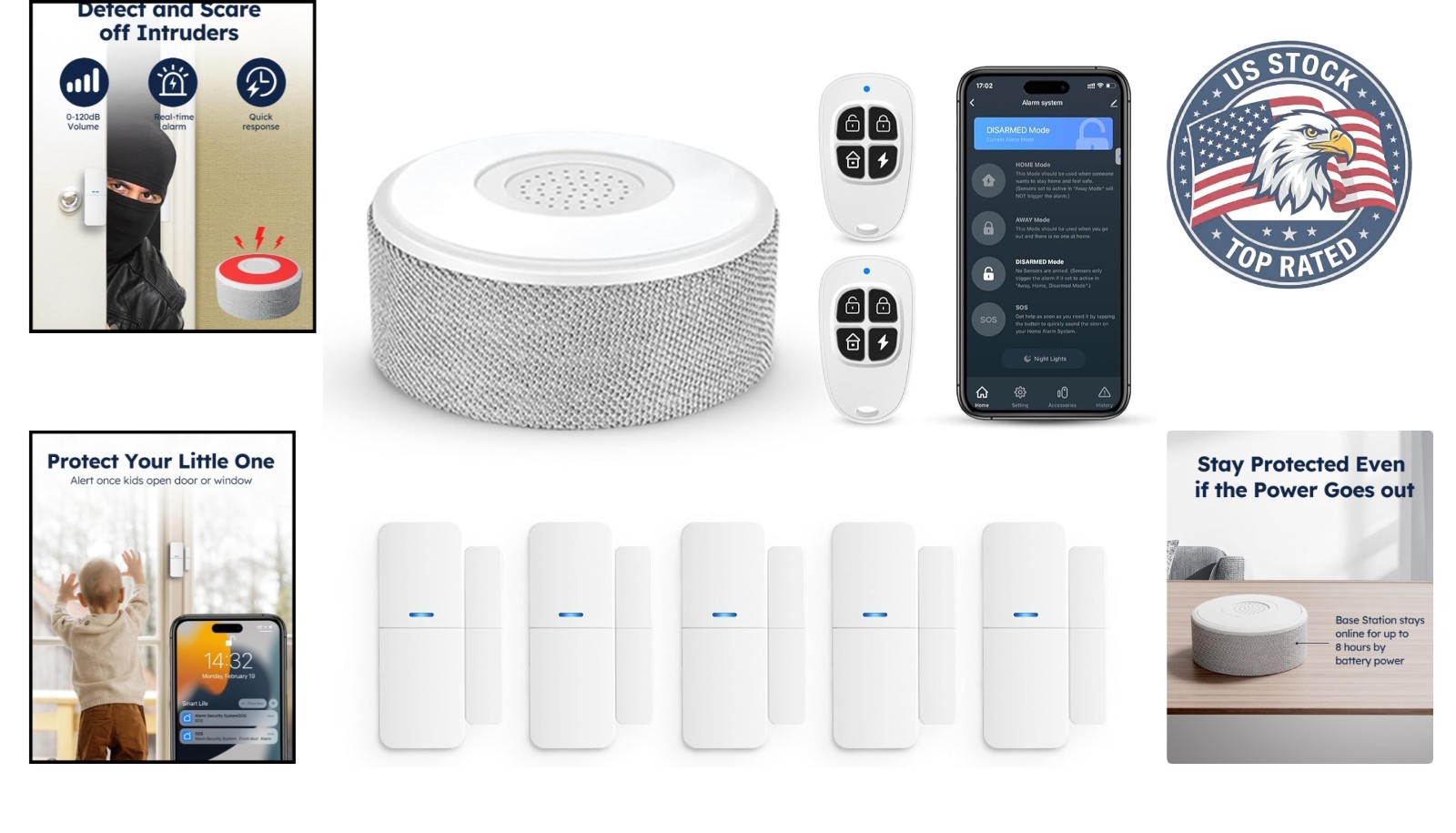 Customizable Wireless WiFi Security System with Battery Backup & App Access