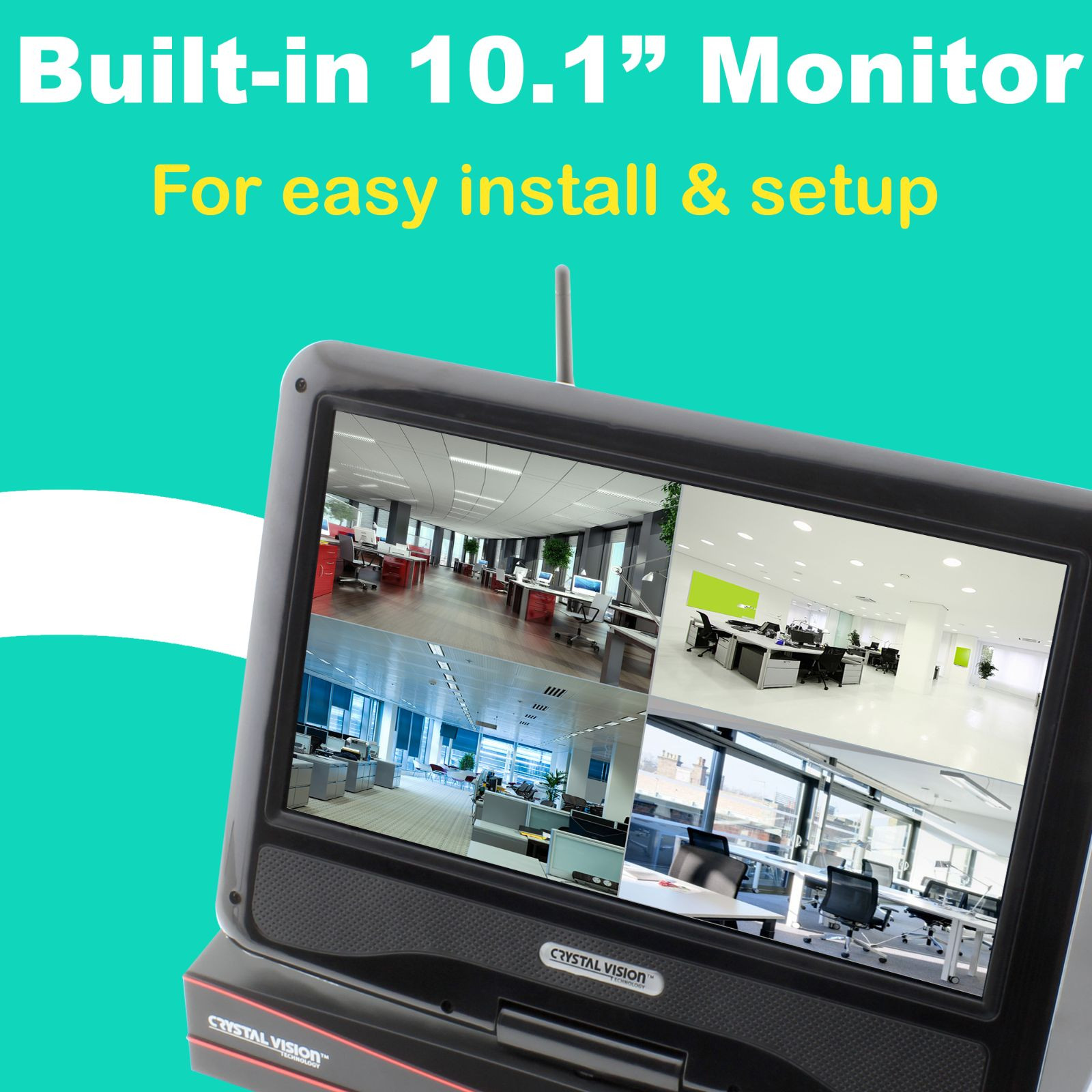 Crystal Vision All-in-One HD 4CH Wireless System w/ 10.1″ Built in Screen&Camera