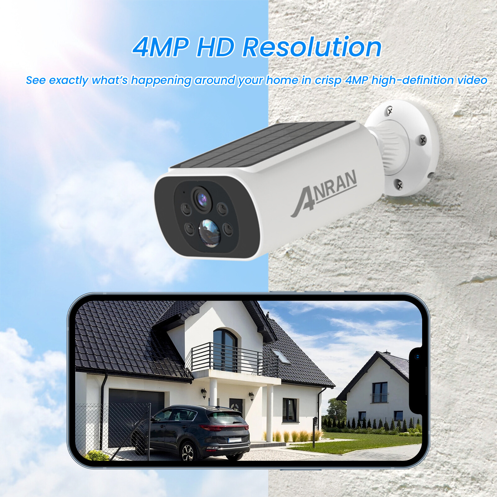 ANRAN Solar Battery Wireless Security Camera System WiFi IP Outdoor Home Audio