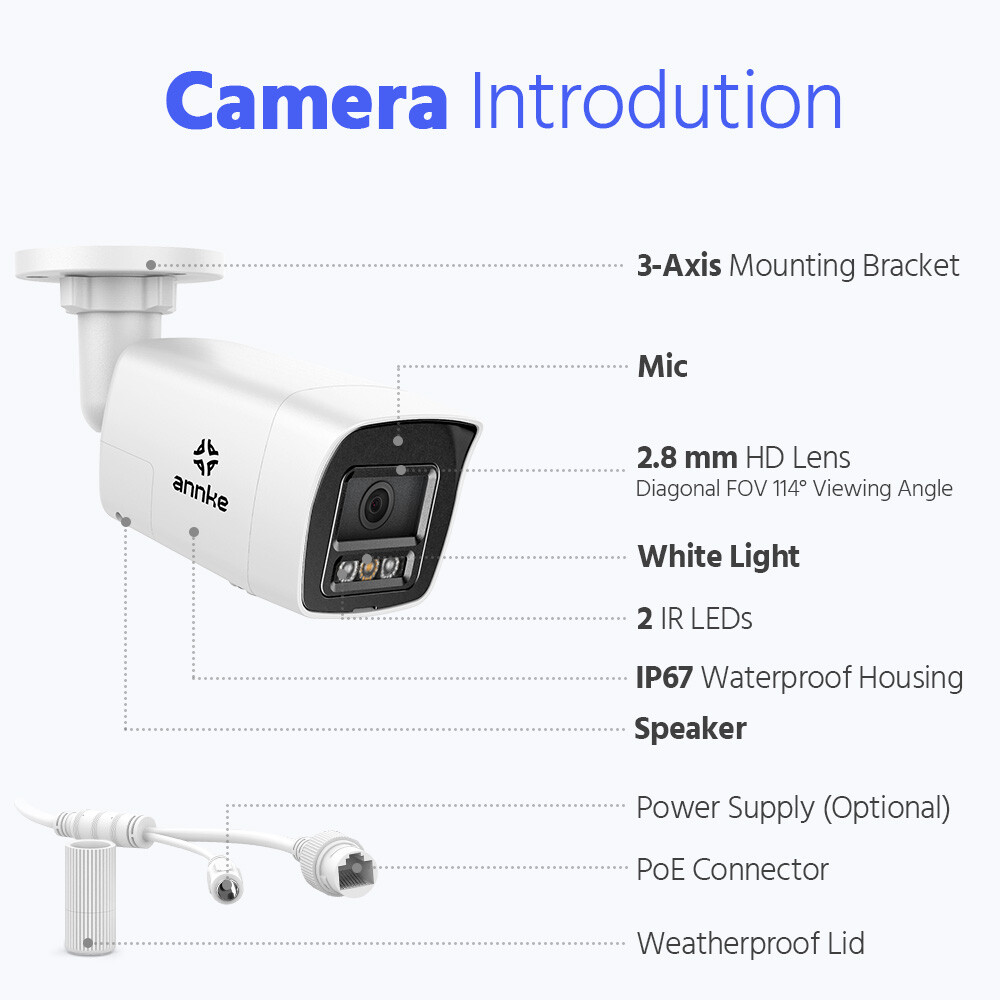 ANNKE 3K POE Color Night Vision Security Camera System 2-Way Audio 16CH 12MP NVR