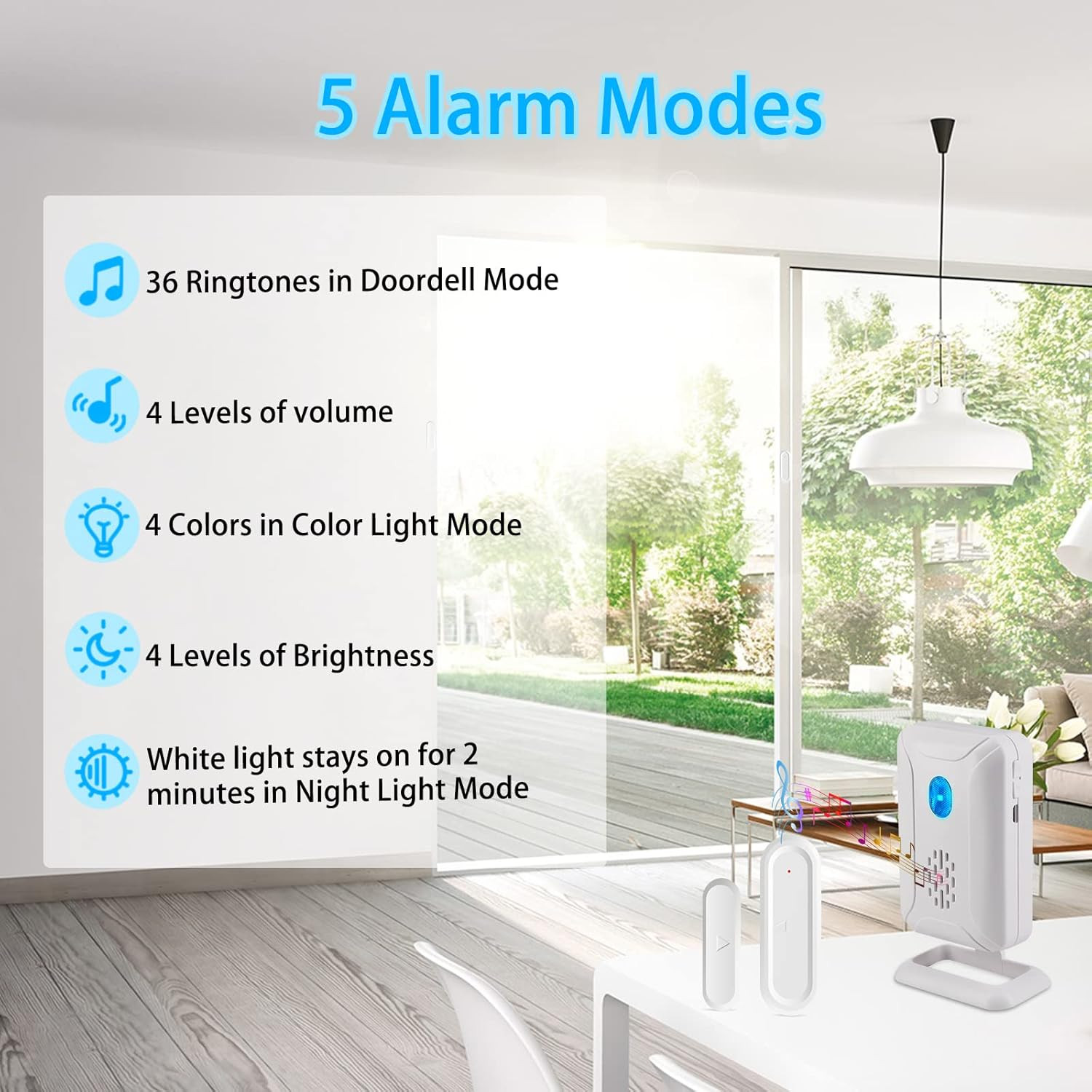 Door Open Alarm with Portable Receiver,Wireless Battery Operated Door Alarm,Wire