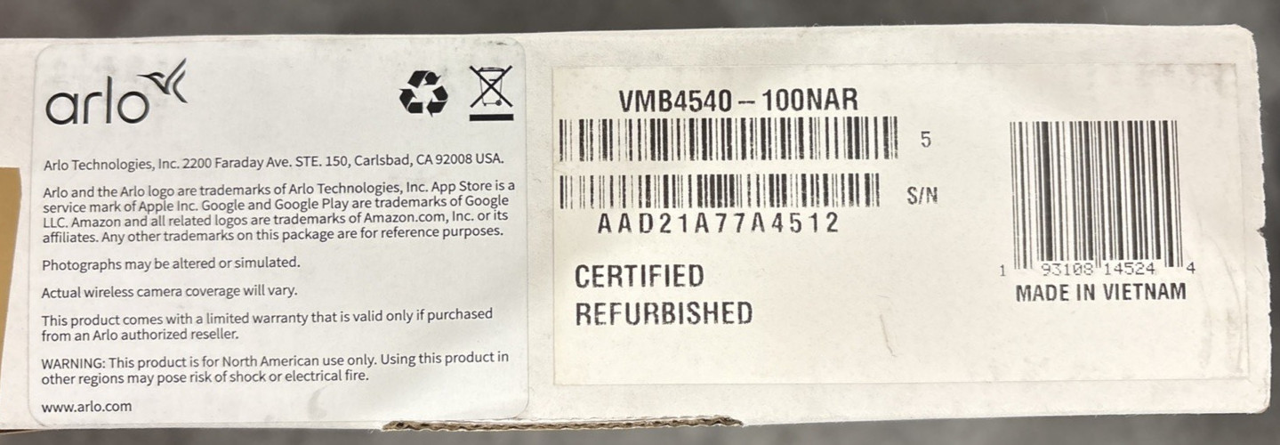 Arlo Pro SmartHub white VMB4540-100NAS VMB4540-100NAR