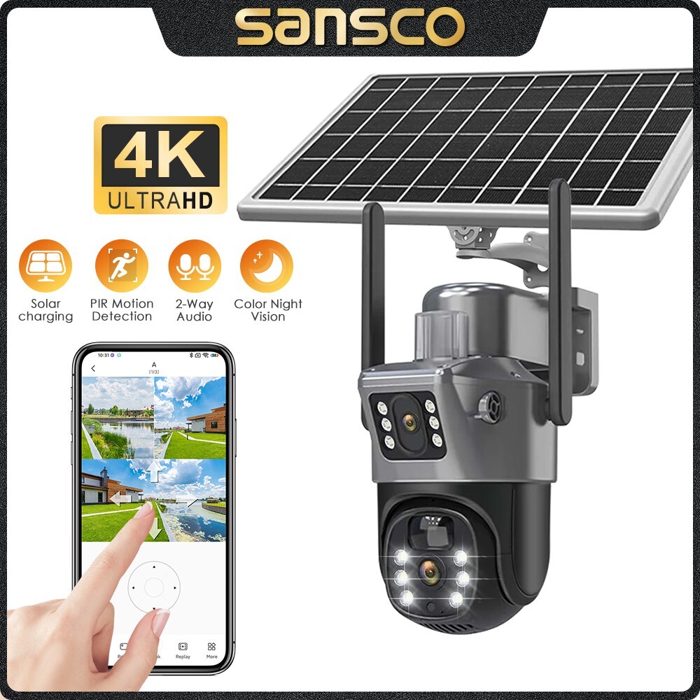 WIFI 4MP Wireless Solar Camera Outdoor Motion Night Vision Security Surveillance