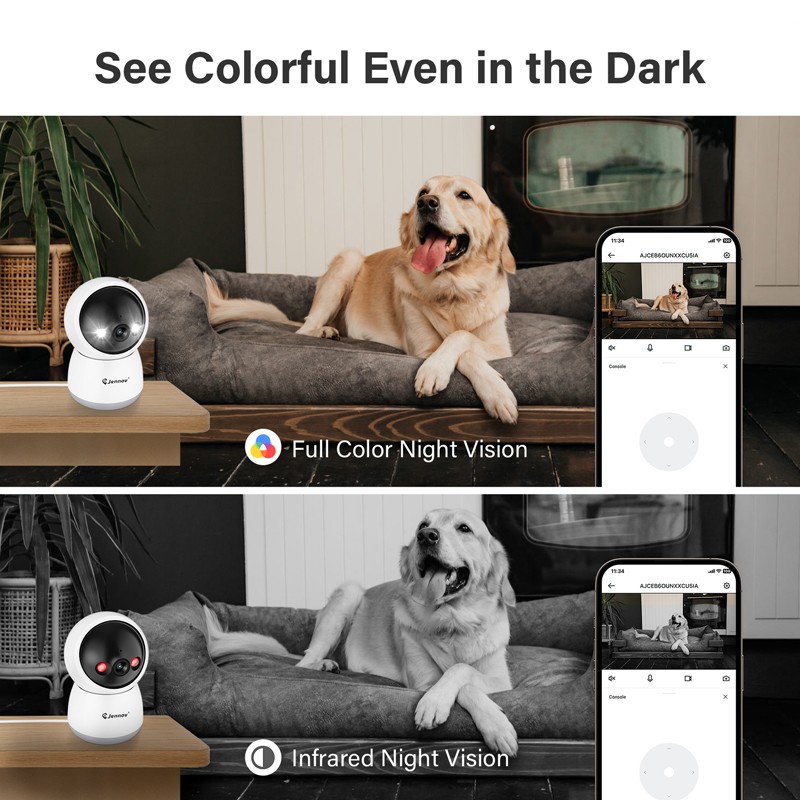 JENNOV 3MP PTZ Security Camera Outdoor Indoor Home Wifi Night Camera HD 2.4G