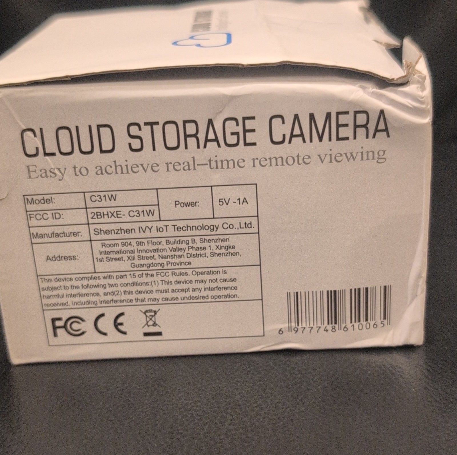 Shenzhen IVY IoT Technology C31W Wi-Fi Cloud Storage IP Security Camera White