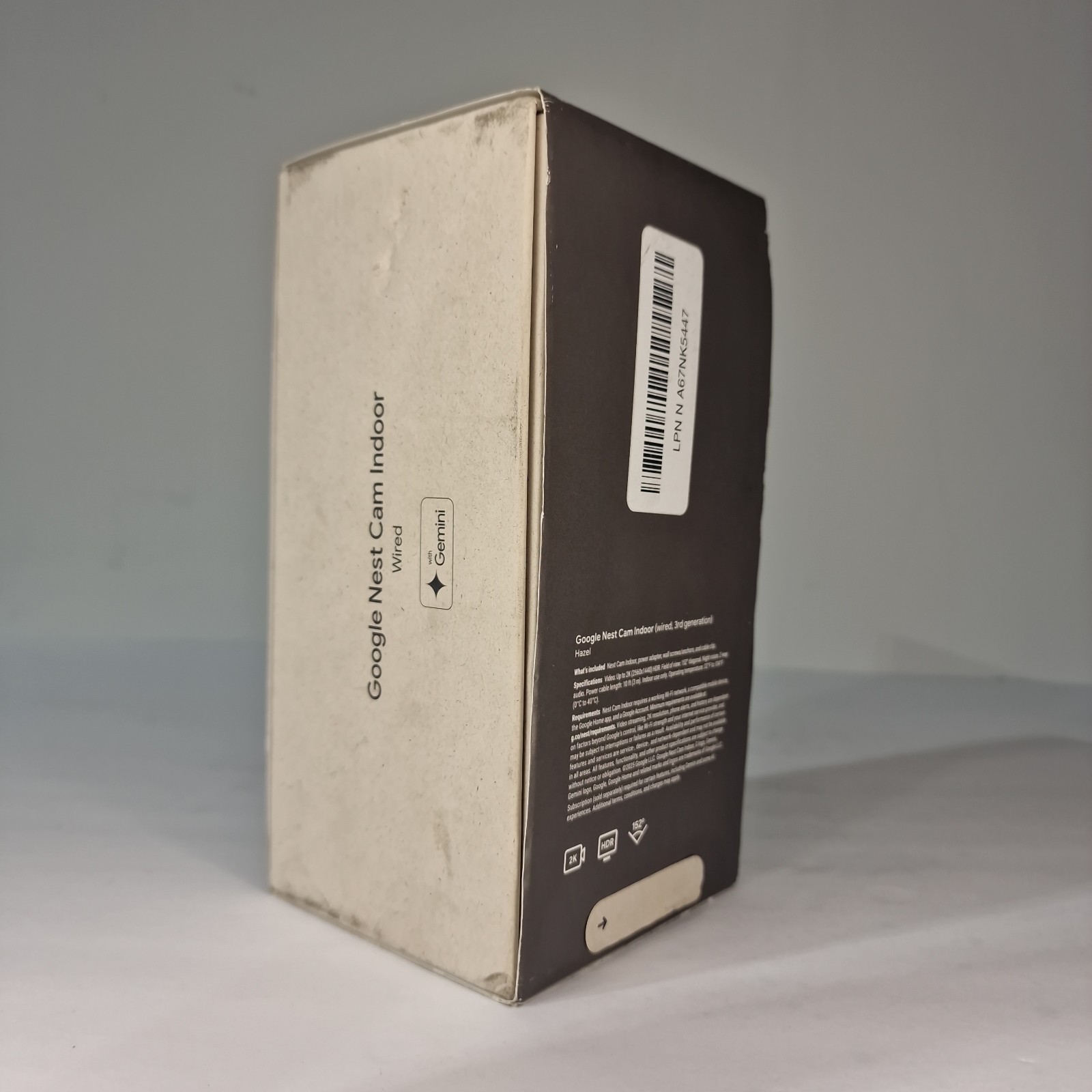 Google Nest Cam 2K Indoor Wired 3rd Gen Security Camera Hazel GA09975-US