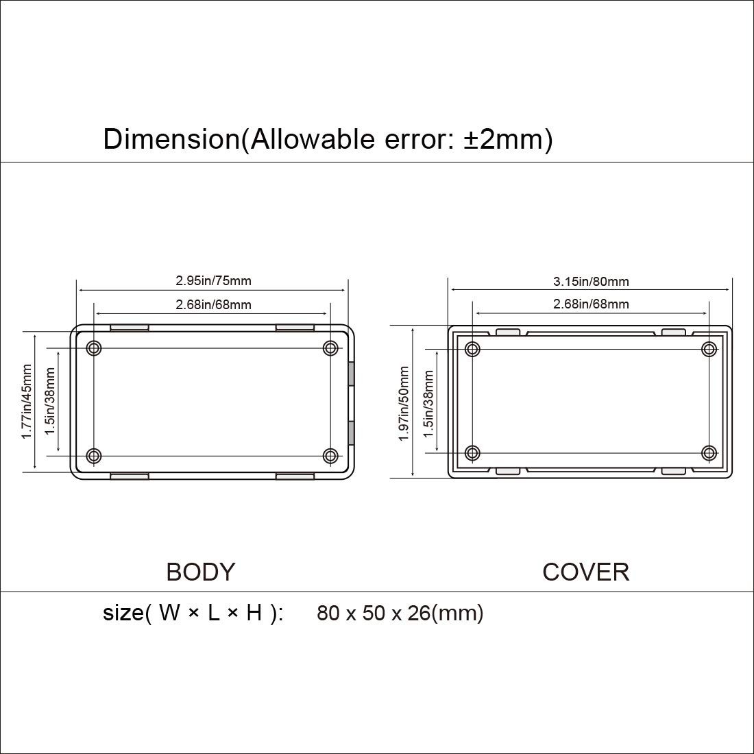 LeMotech 5 Pieces Plastic Project Boxes 3.1″ x 2.0″ x 1.0″(5pc), Black