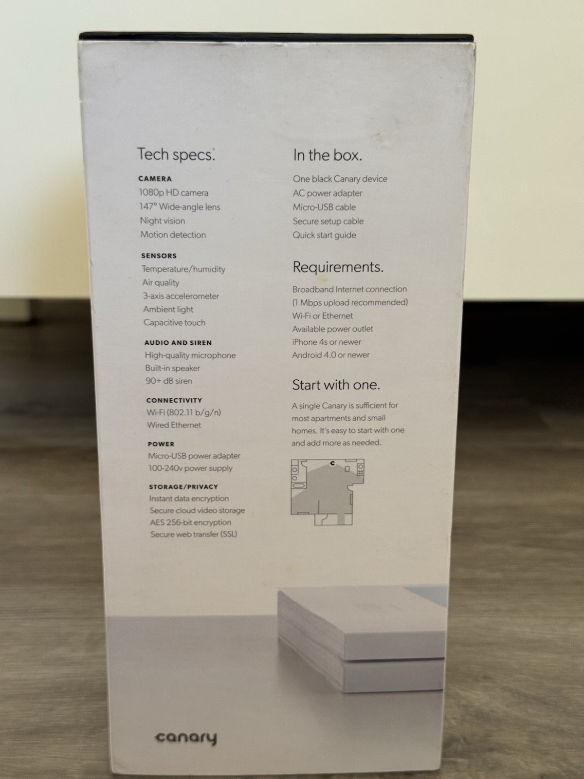 Canary CAN100USBK Black Wireless Indoor All-in-One Smart Security Camera