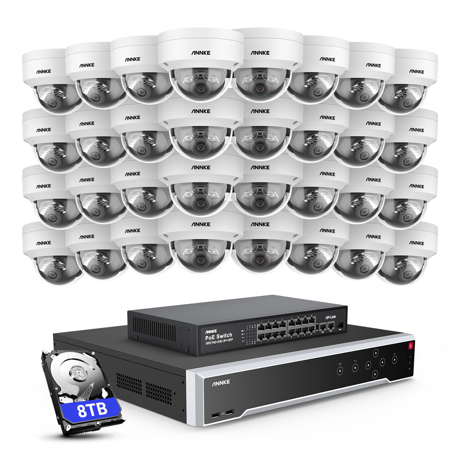 ANNKE 32CH 12MP NVR 4K Full Color POE Security Camera System Audio Recording AI