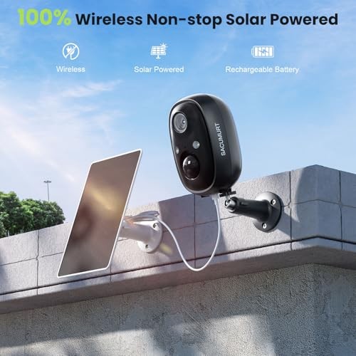 Security Cameras Wireless Outdoor, 2.4GHz WiFi Camera Wi-Fi Solar Cam – 1 Pack