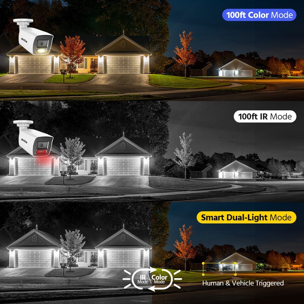 ANNKE 5MP POE Color Night Security Camera System Two Way Audio 8CH 8MP NVR IP67