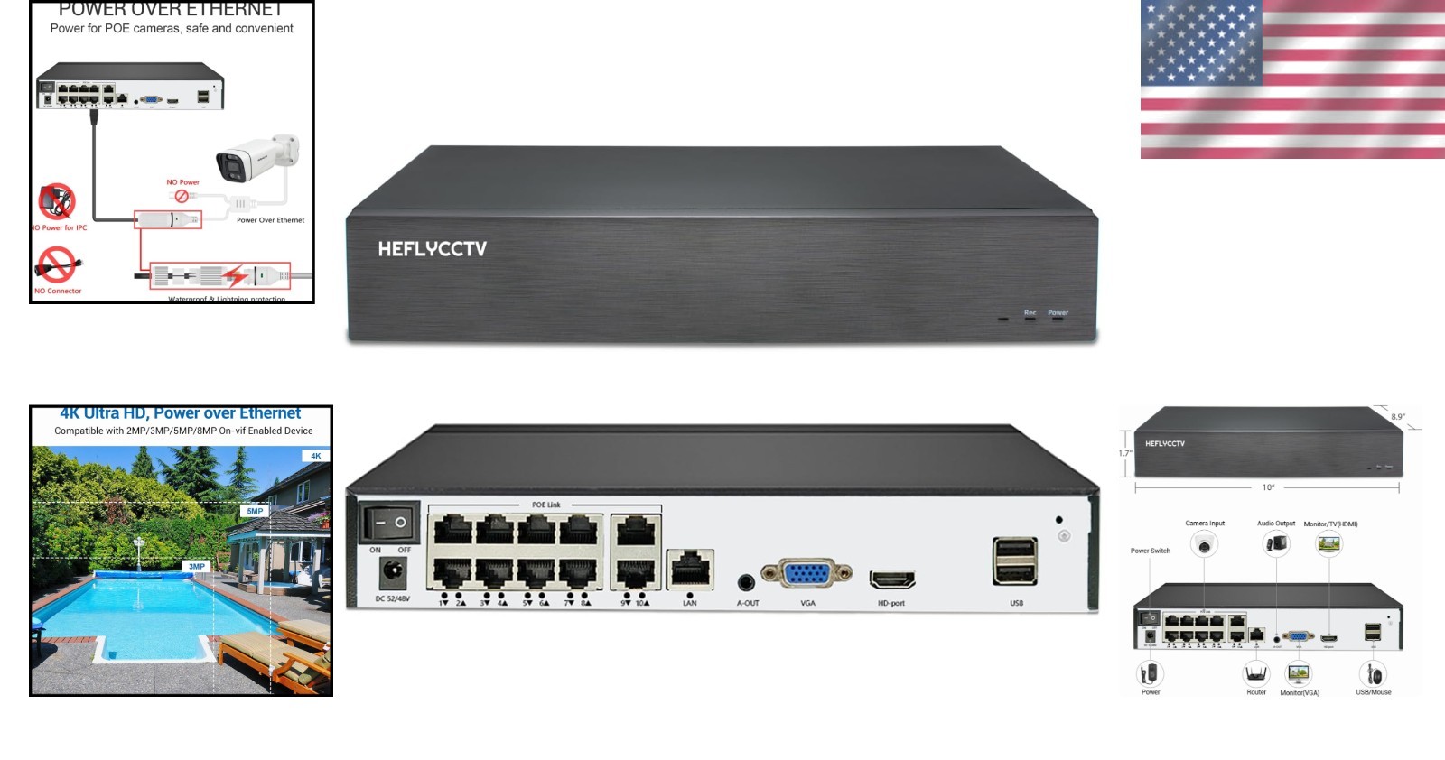 10CH 4K NVR with Intelligent Motion Detection & Dual Output – 8TB Compatible