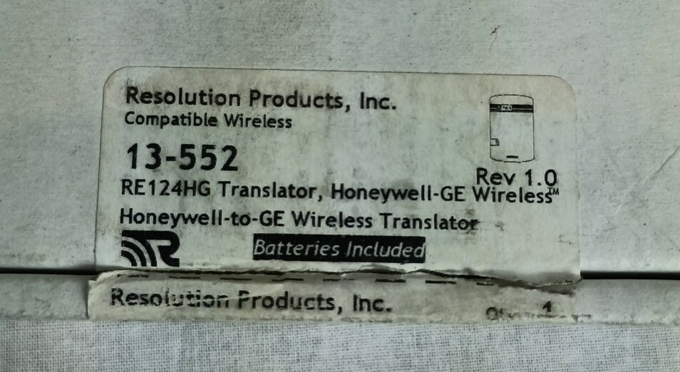 Alula/Resolution 13-552 RE124HG Honeywell to GE Wireless to Wireless Translator
