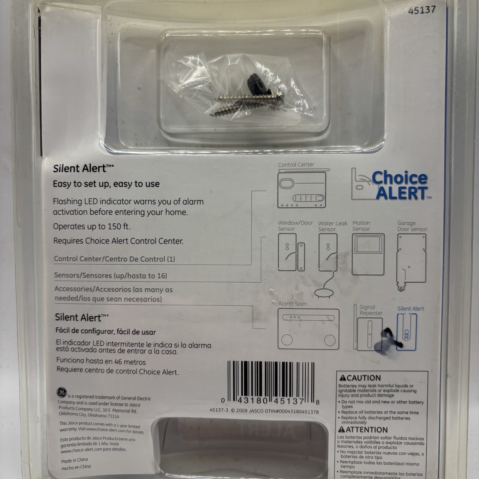GE Choice Silent Alert Wireless Alarm System Flashing LED General Electric 45137