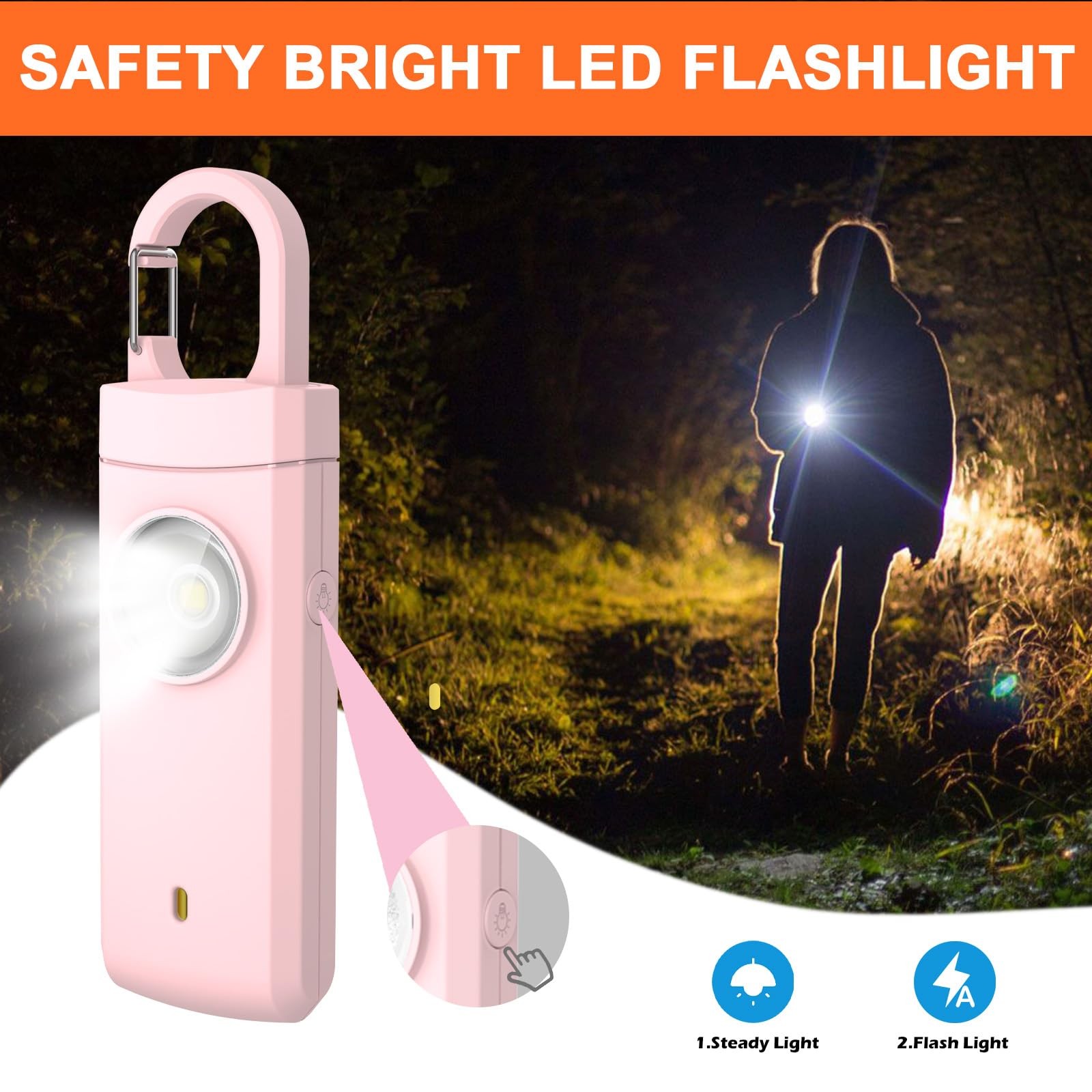 4 Pack Personal Safety Alarm, 130dB Rechargeable Self Defense Siren with LED …
