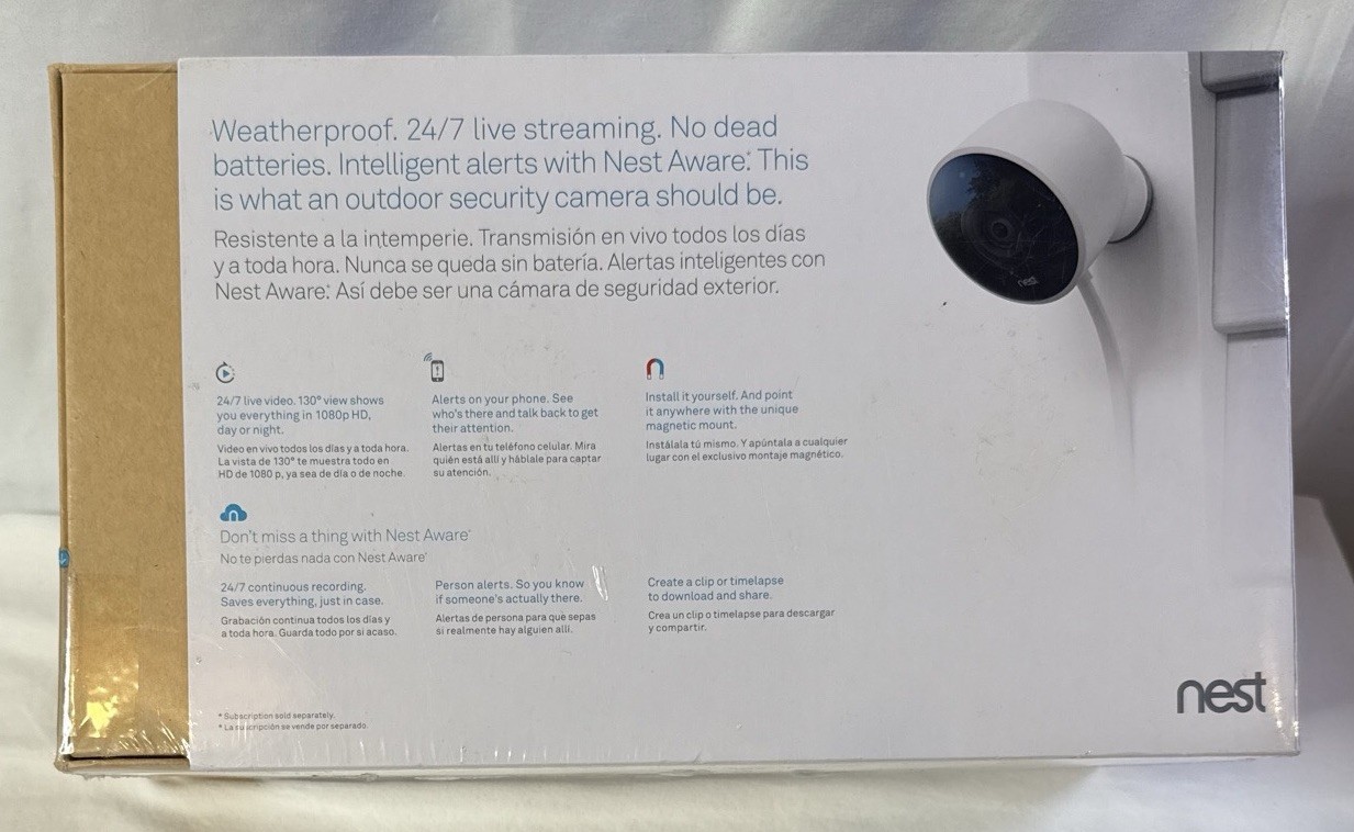 NEST Cam Outdoor Smart Security Camera (2-Pack) NC2400ES – Sealed NEW