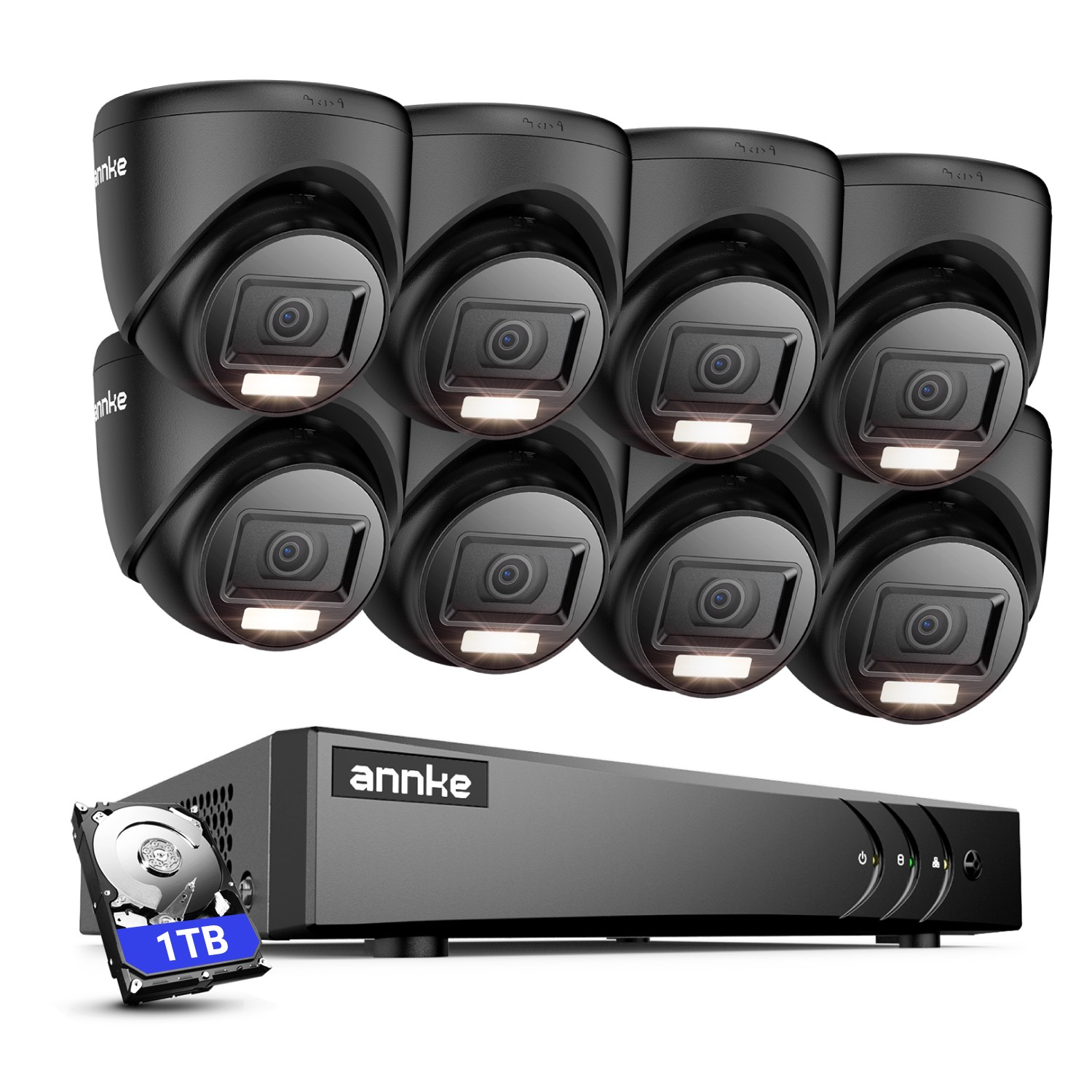 ANNKE 3K Lite 8CH DVR HD 1080P Security Camera System Outdoor AI Color Night 1TB