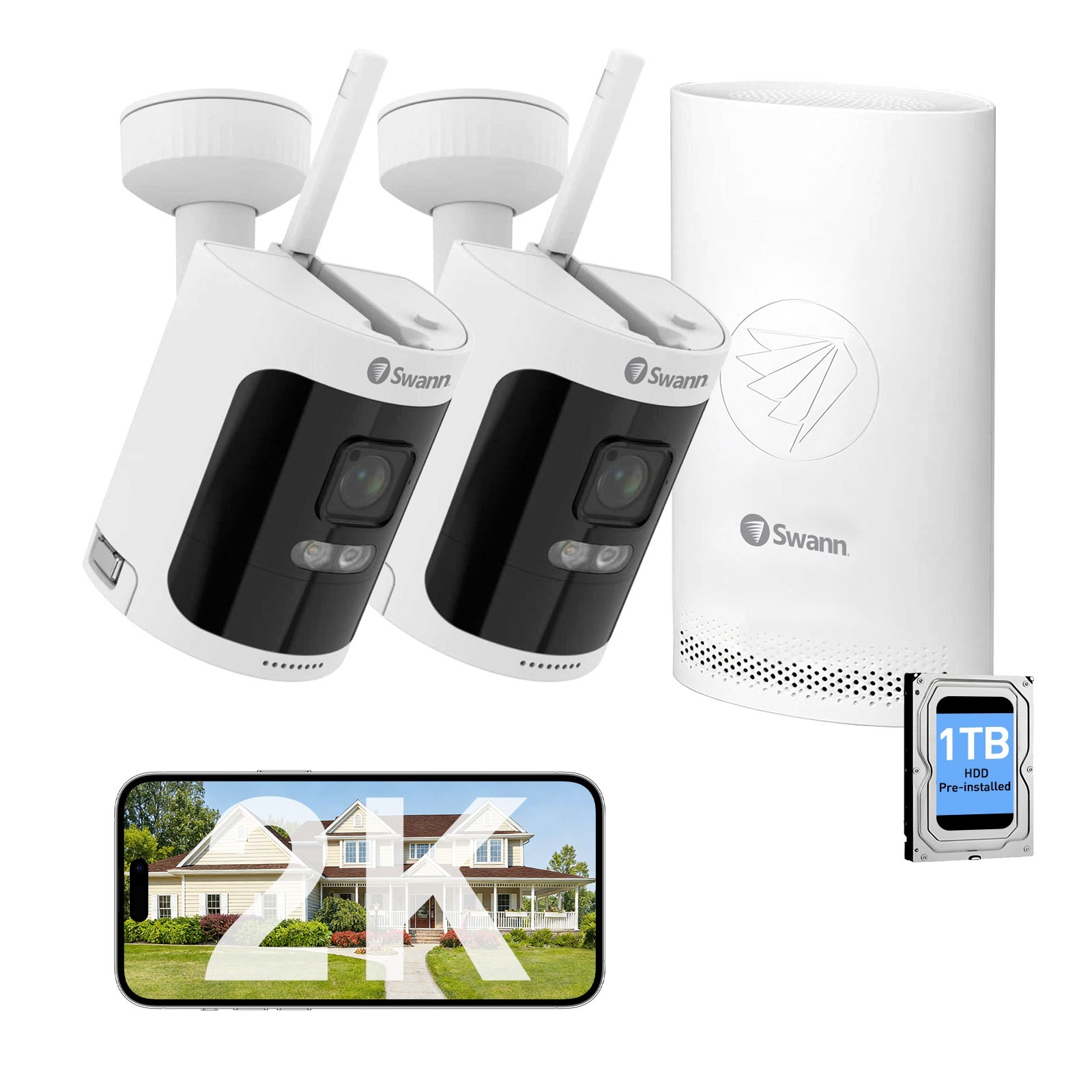 swann Wireless 2KSecurity Camera System 4MP 8CH NVR Two-Way Audio Recording