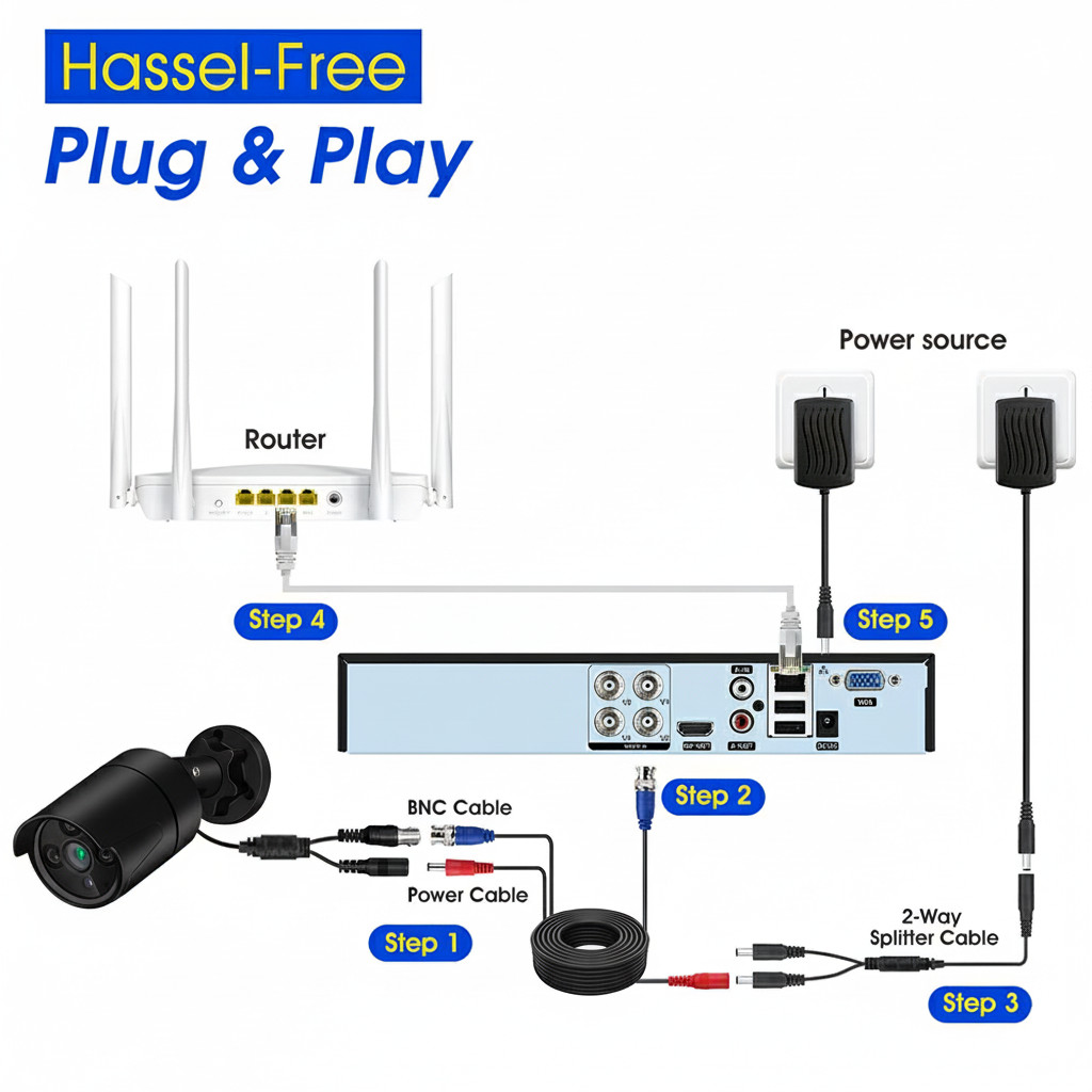 4MP 24/7 Home Outdoor CCTV HD Security Camera System Night Vision with 4CH DVR