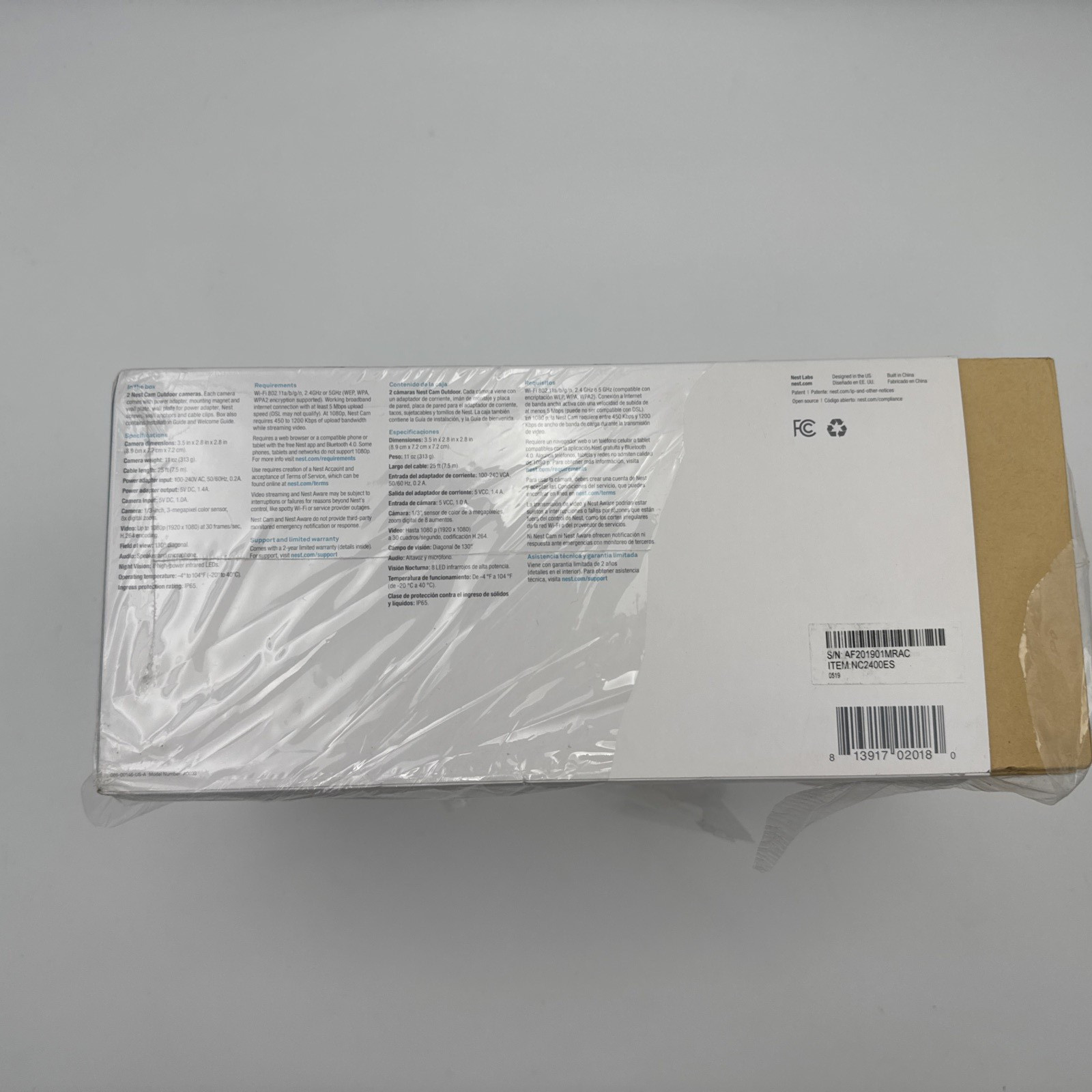 New-Sealed-Google-Nest Cam Outdoor-2-Pack-A0033-NC2400ES-Free Shipping!
