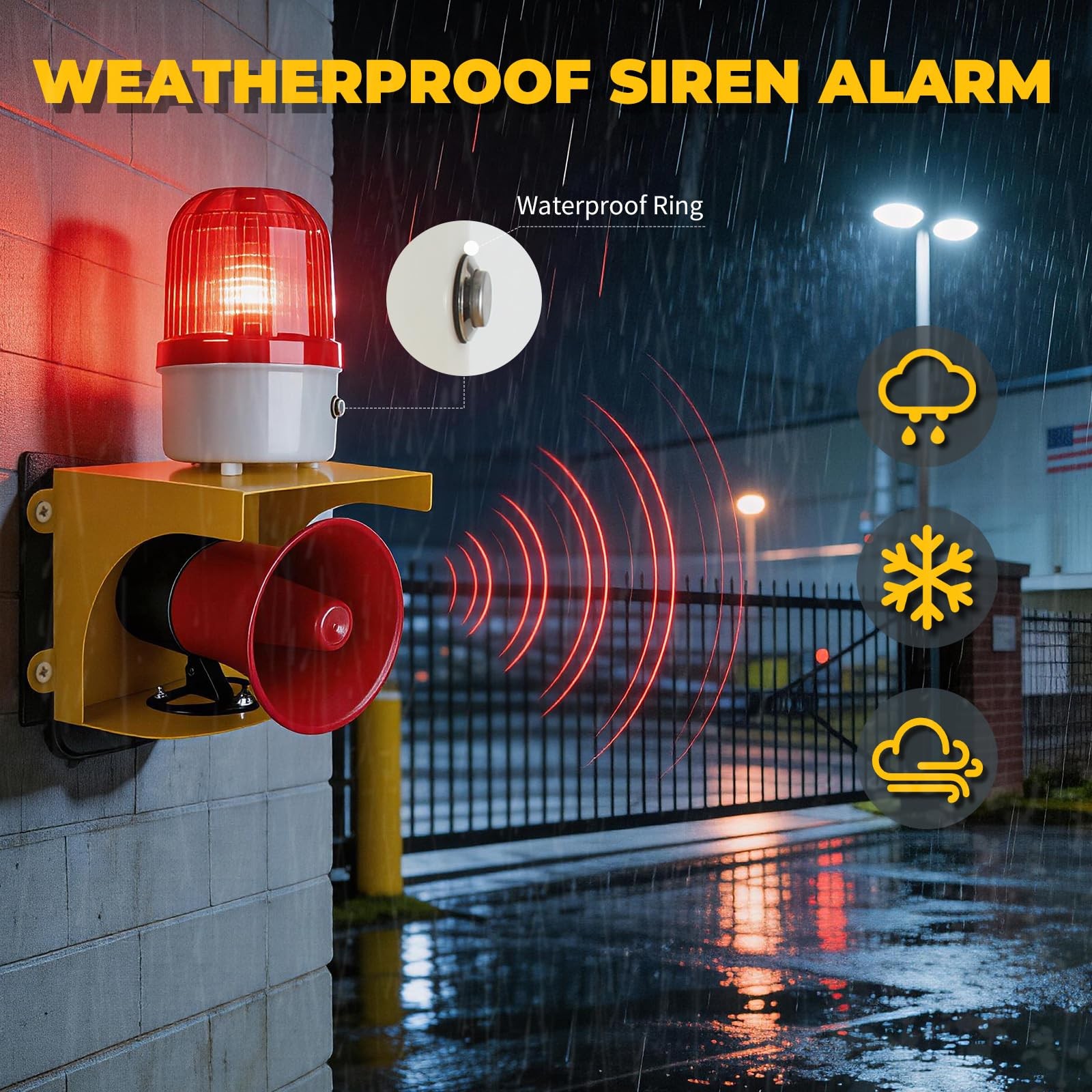 kbaoele AC110V Industrial Siren Alarm Strobe Light-120dB Loud Horn&Waterproof