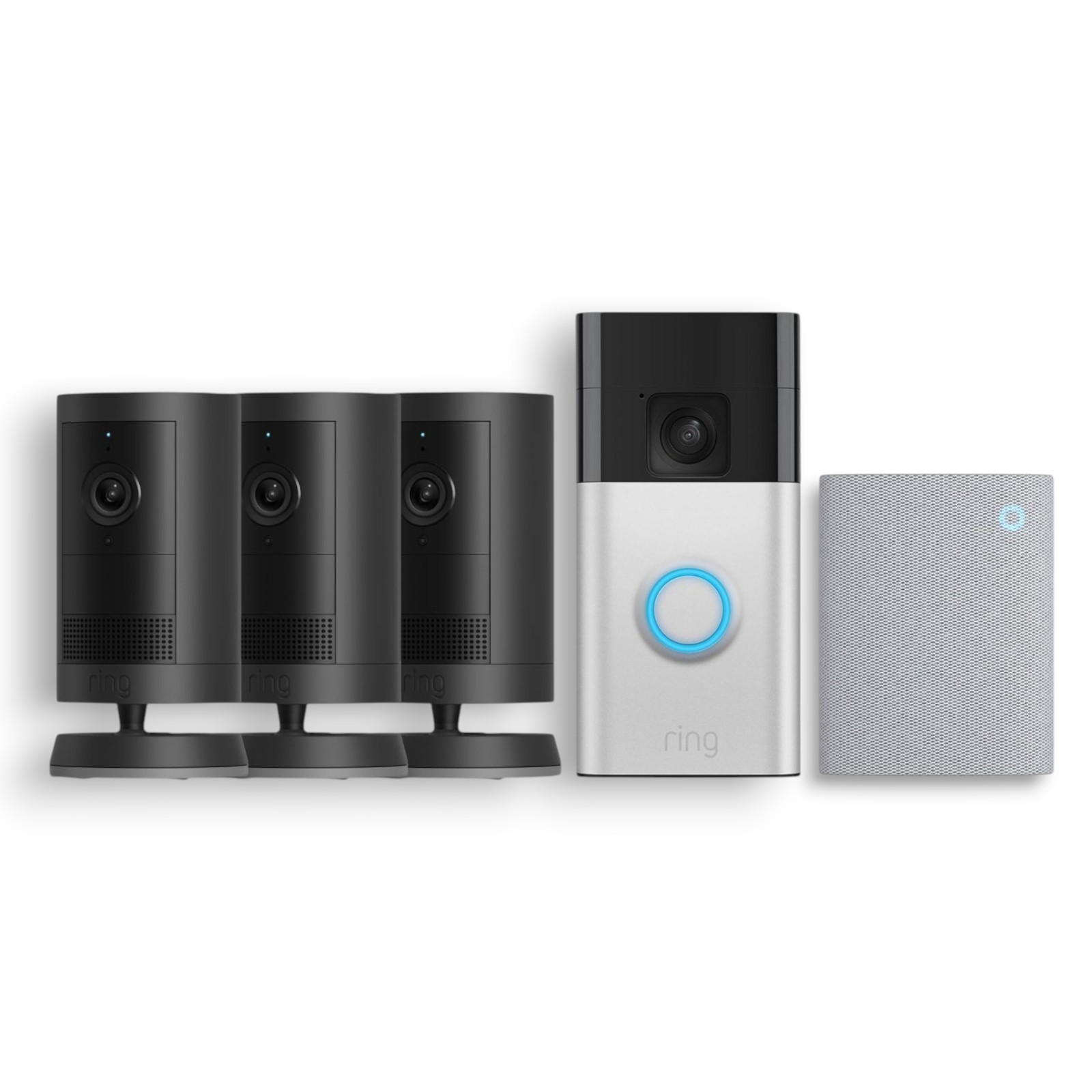 Ring Battery Doorbell Satin Nickel Smart Wi-Fi Video with Outdoor Cam Plus Black