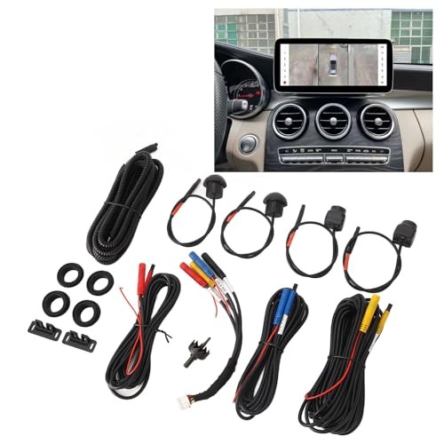 360 Car Camera, Panoramic Surround View Camera System Front Rear 1080P, Black