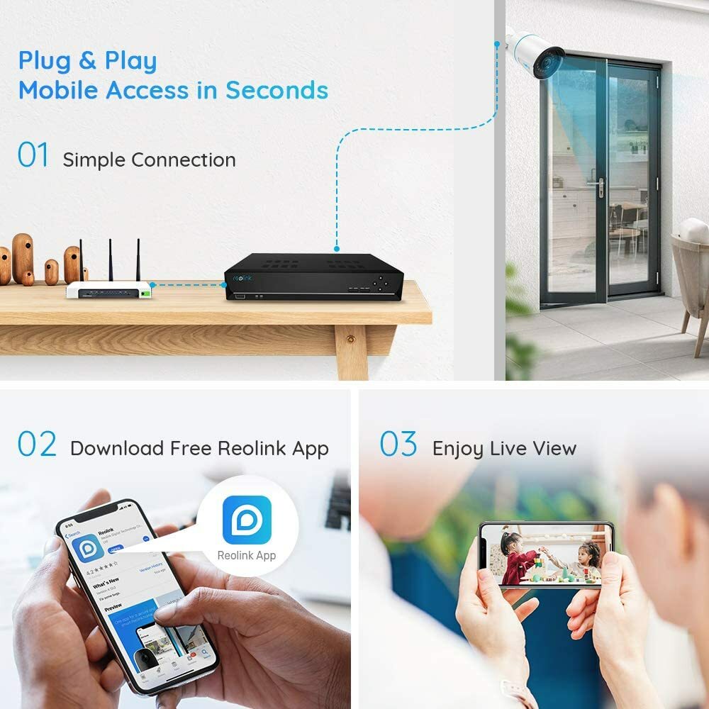 Reolink 5MP POE Security Camera System 8CH NVR RLN8-410 2TB HDD Smart Detection