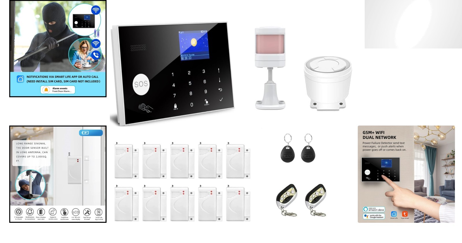 Wifi and 3/4G GSM Home Burglar Security Alarm System Auto Dial with Smart Life a