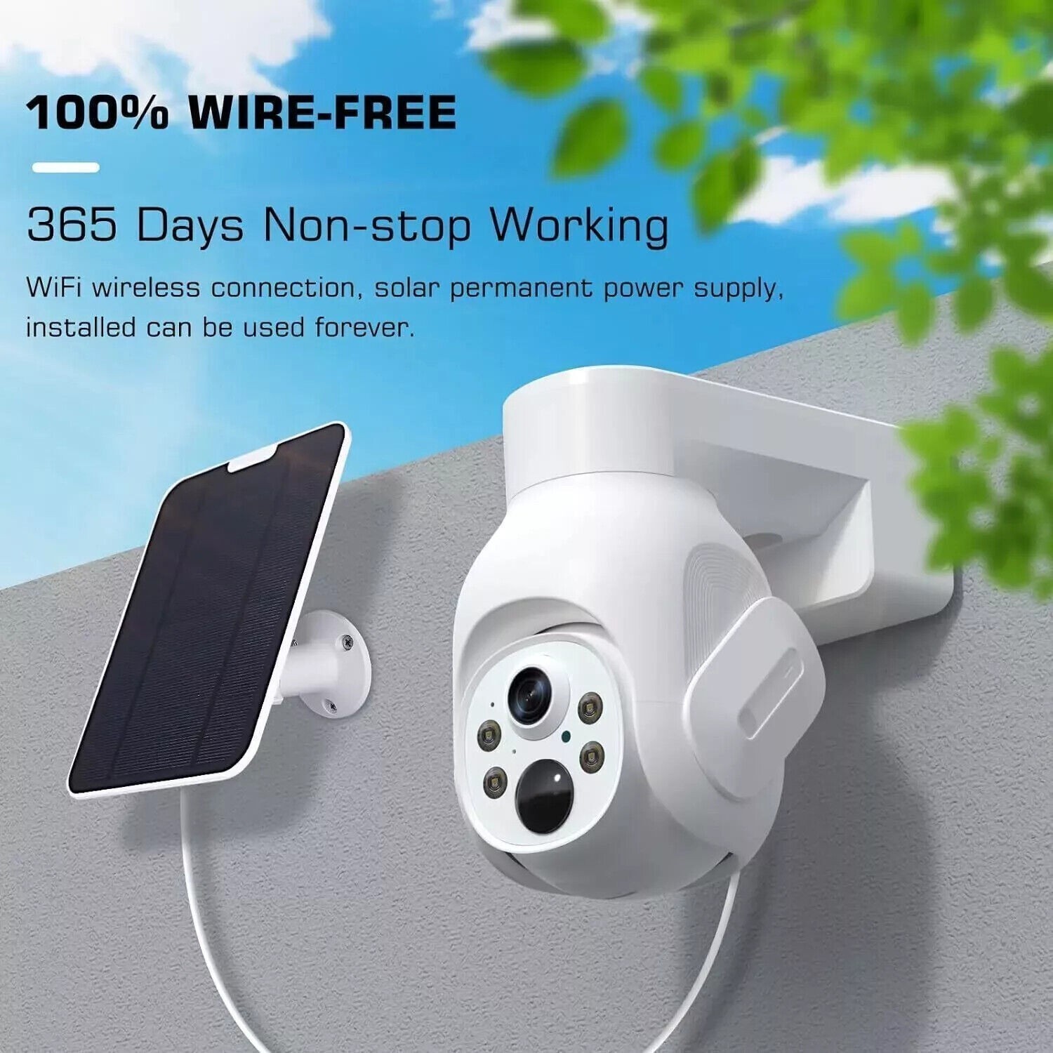 4MP Wireless Solar Security Camera System CCTV 10CH 500GB Outdoor 360° PTZ View