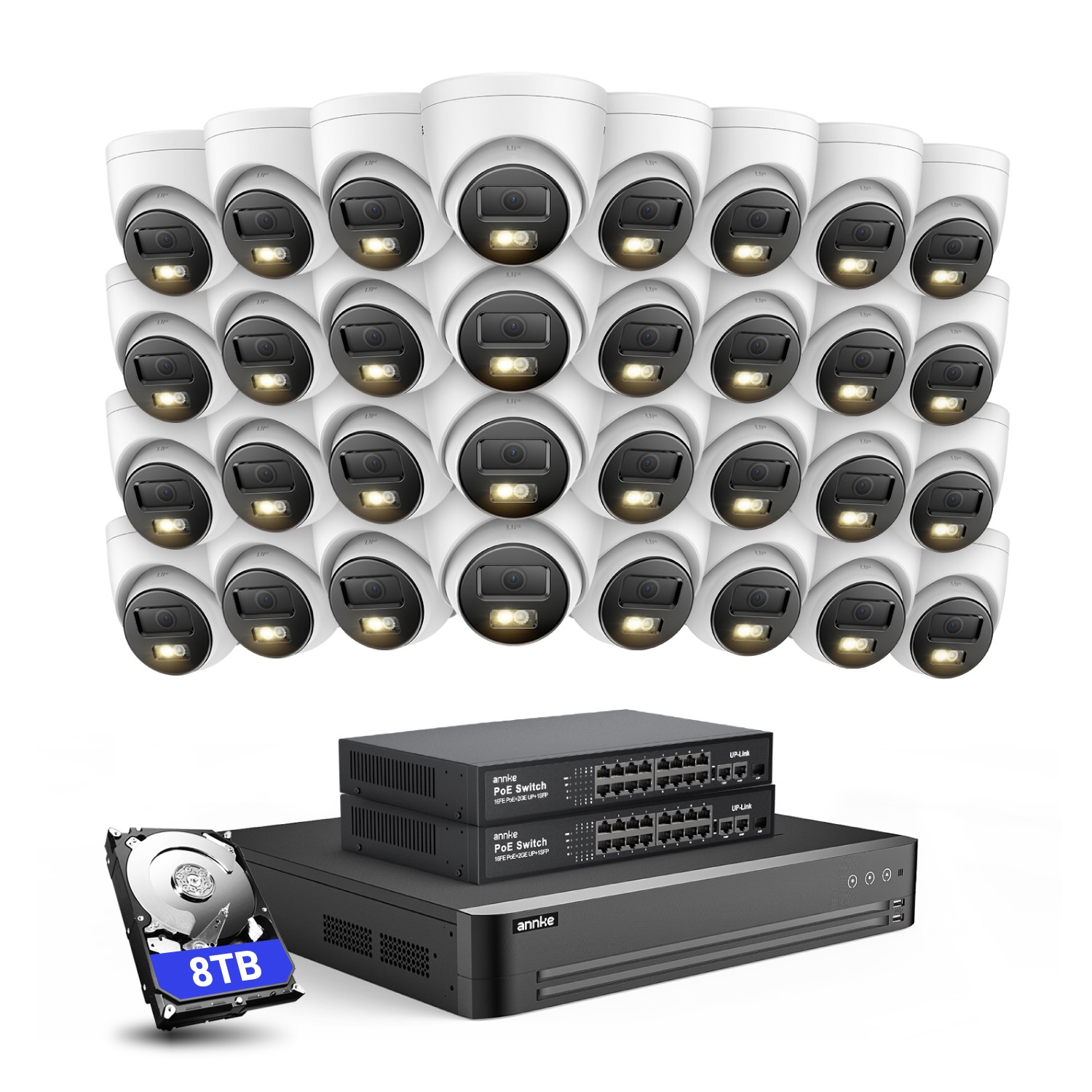 ANNKE 12MP Color Night Vision POE Security Camera System 32CH NVR AI Detection