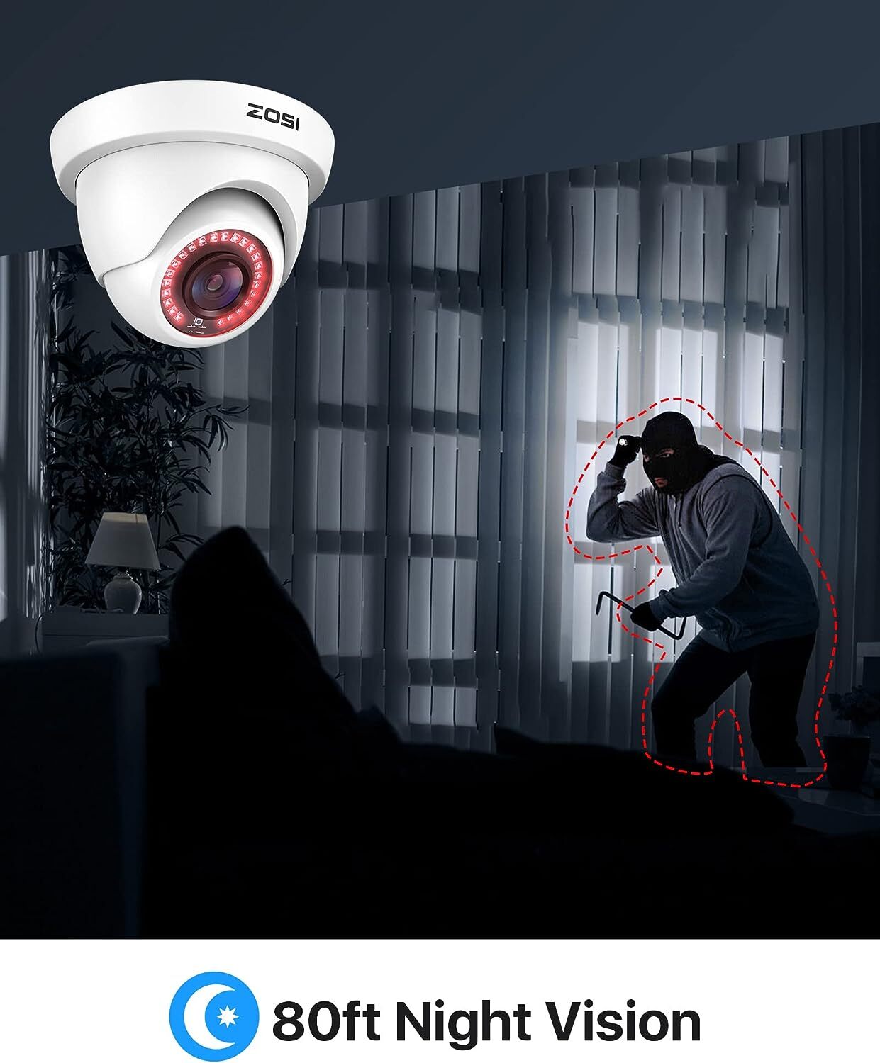 ZOSI H.265+ 16 HDMI Channel 1080P Security Camera System Outdoor Home CCTV 2TB