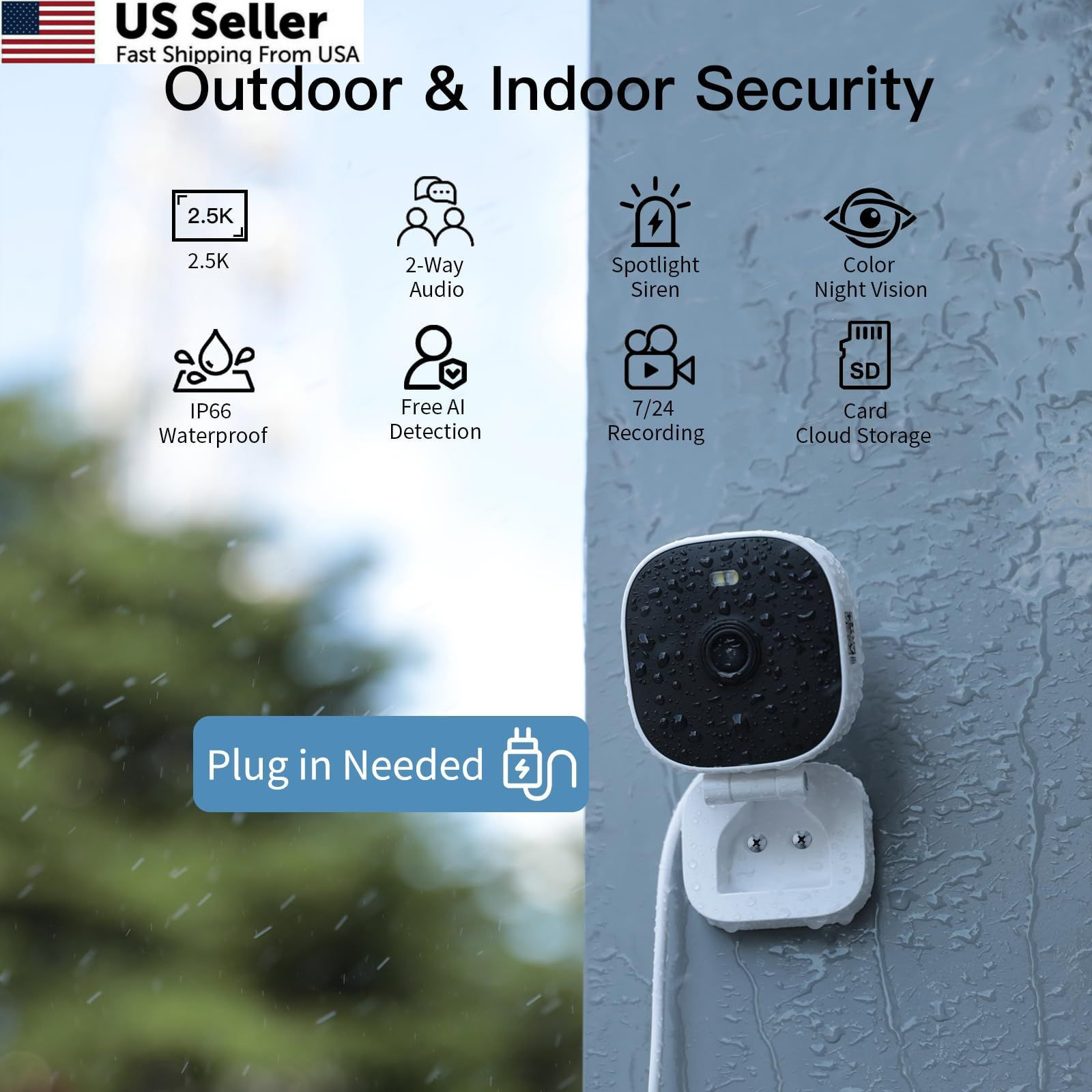 VIMTAG 2.5K Cameras for Home Security 4MP, 2Pack, White,4MP, 2Pack