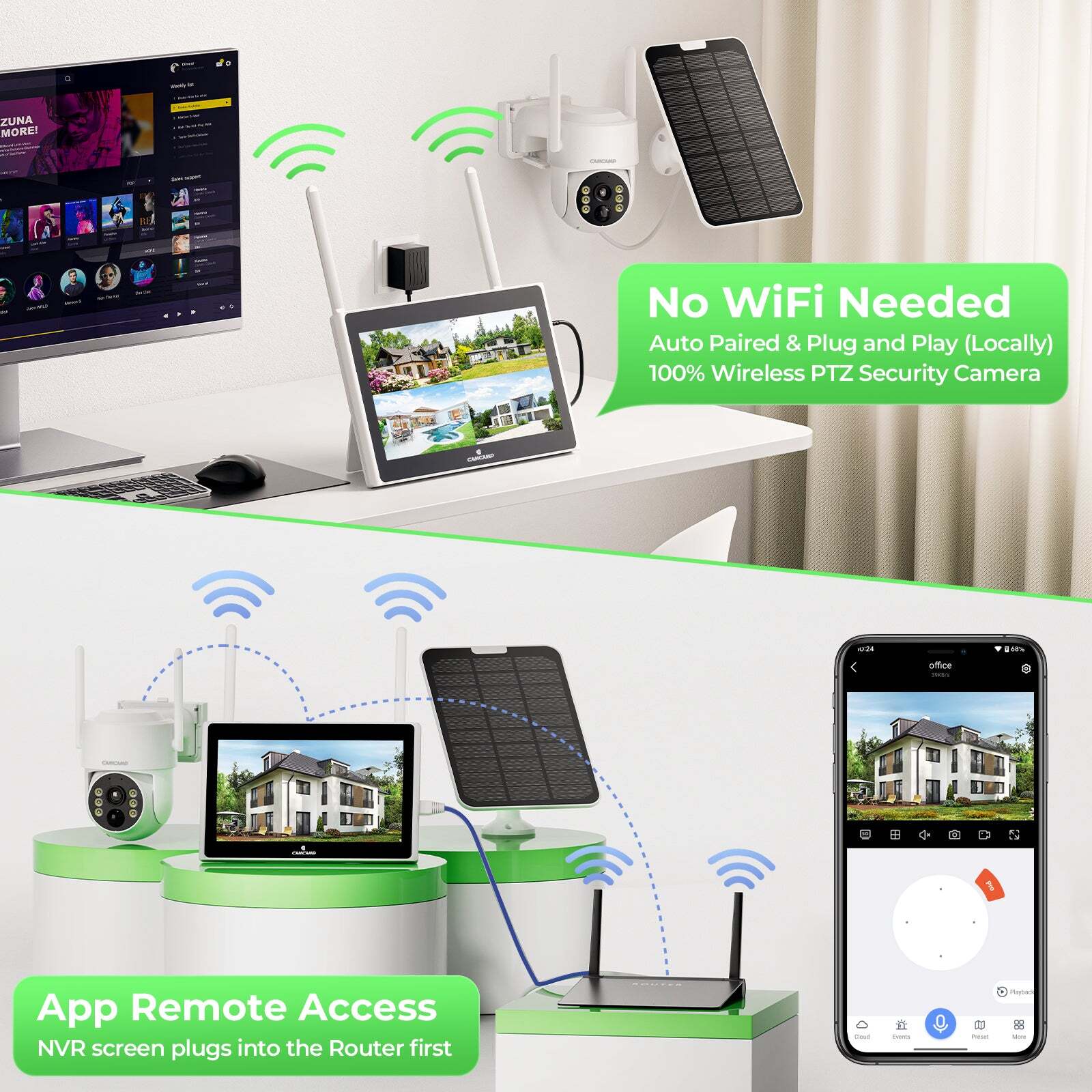Solar Security Cameras Wireless Outdoor Home CCTV Security System with Monitor