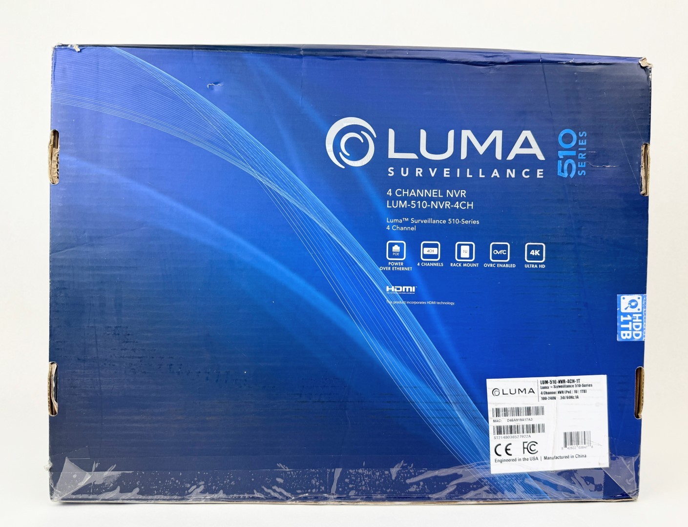 Luma LUM-510-NVR-4CH 4 Channel 1TB HDD NVR 510 Series – OB