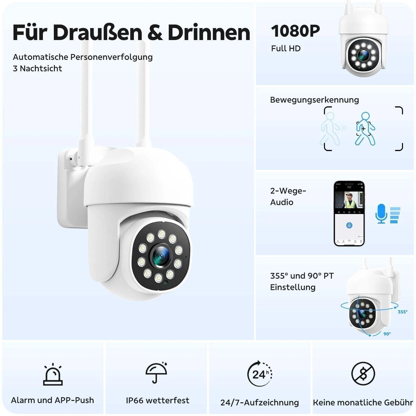 Wireless Security Camera System Outdoor Home 5G Wifi Night Vision Cam 1080P HDD