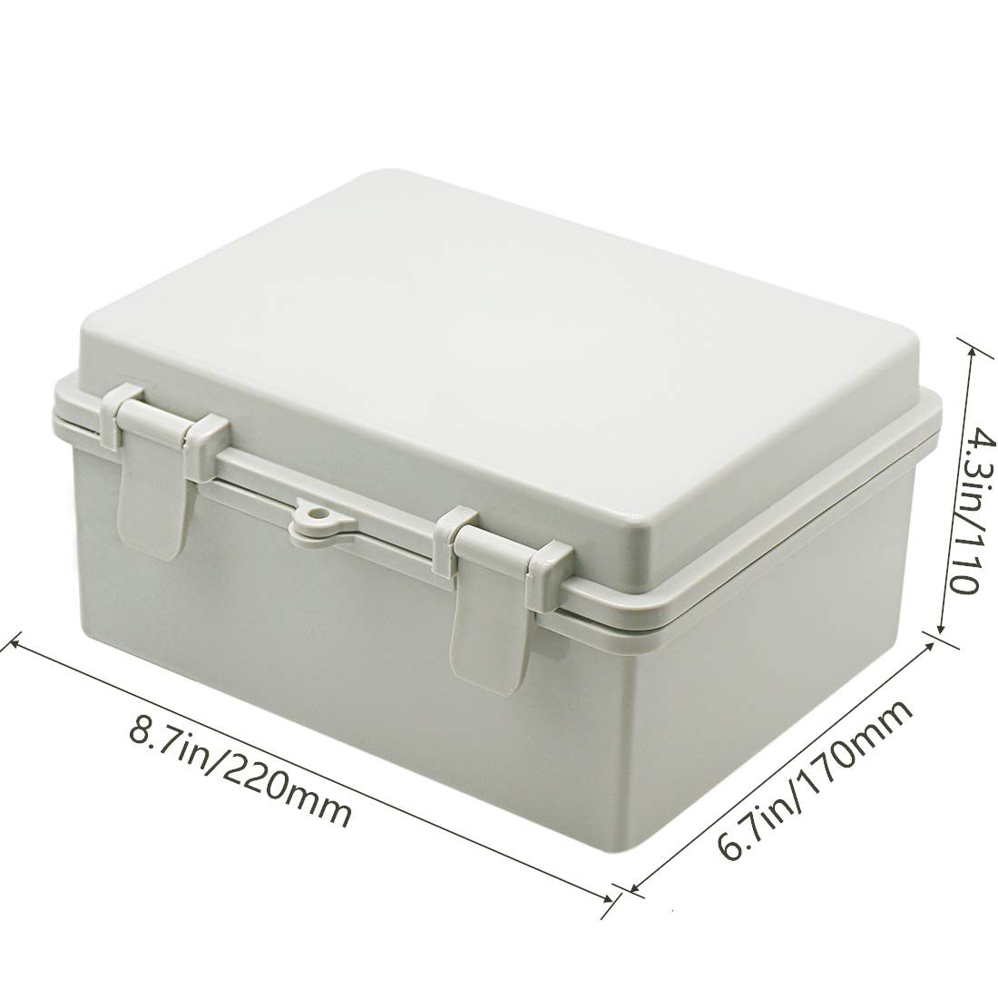 Zulkit Junction Box ABS Plastic Dustproof Waterproof 8.7″ x 6.7″ x 4.3″, Gray
