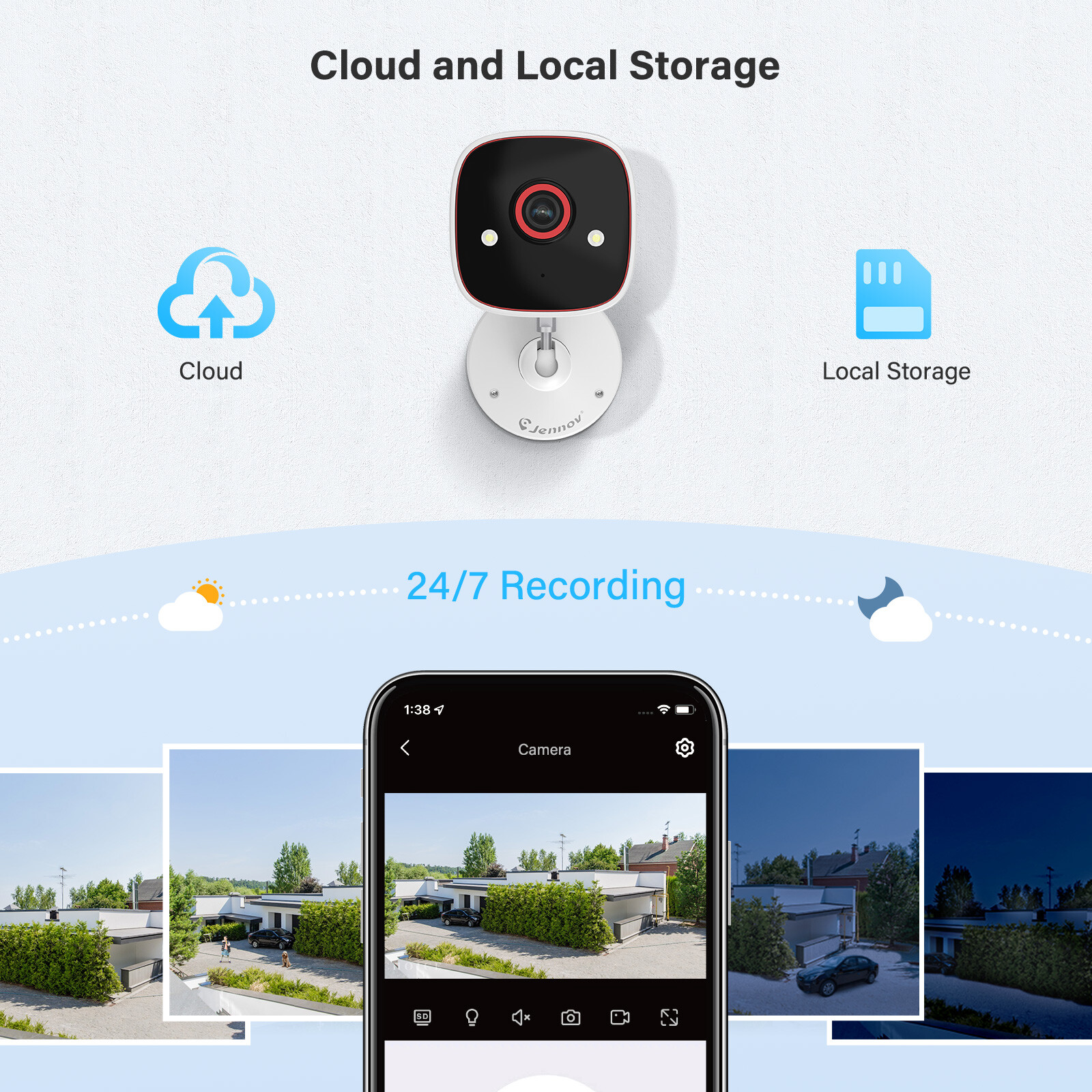 JENNOV 3MP WiFi IP Security Camera Smart Two Way Audio Outdoor Night Vision