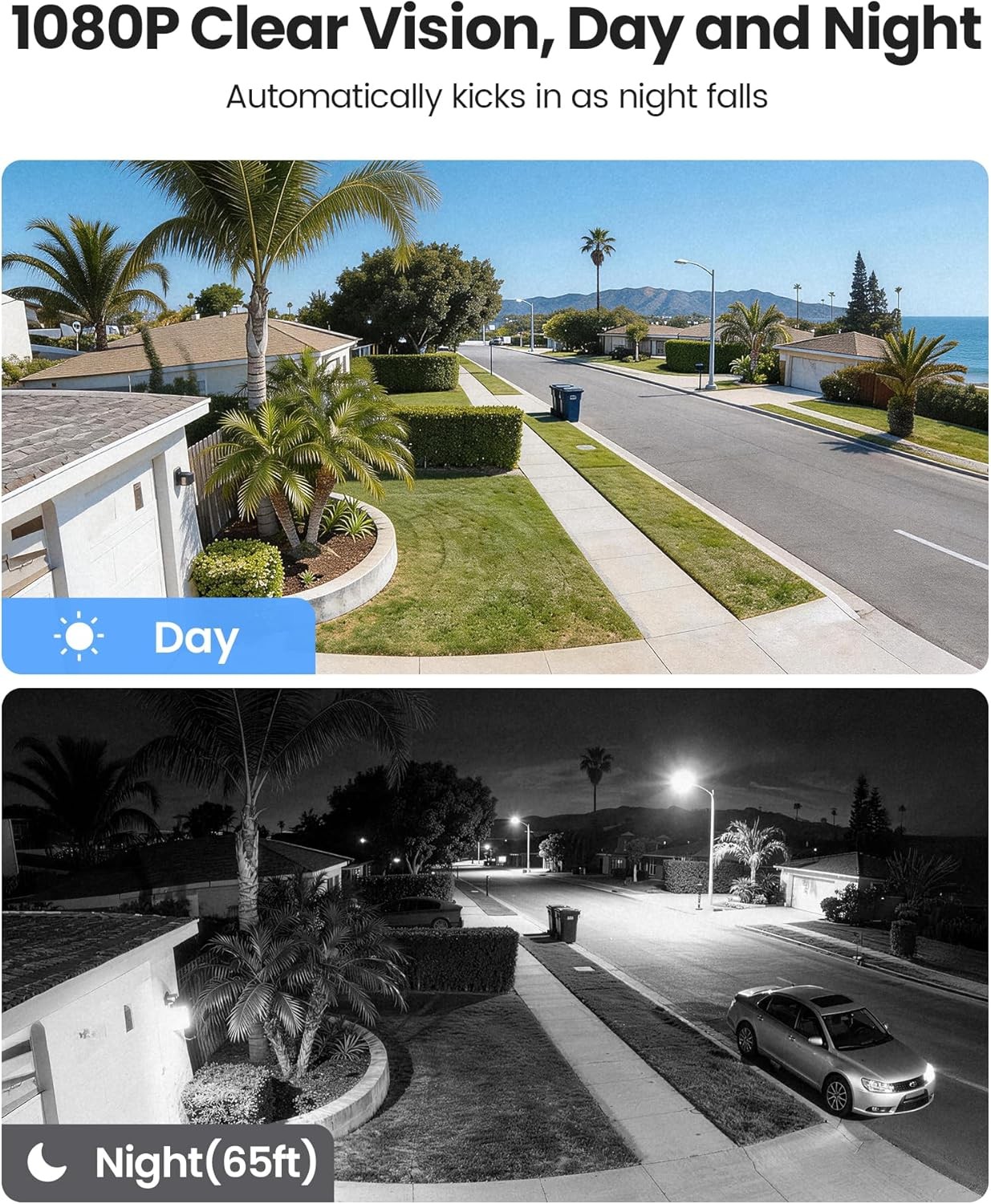 Pan Tilt Security Camera ZOSI 1080P 8CH Audio Recording Night Vision
