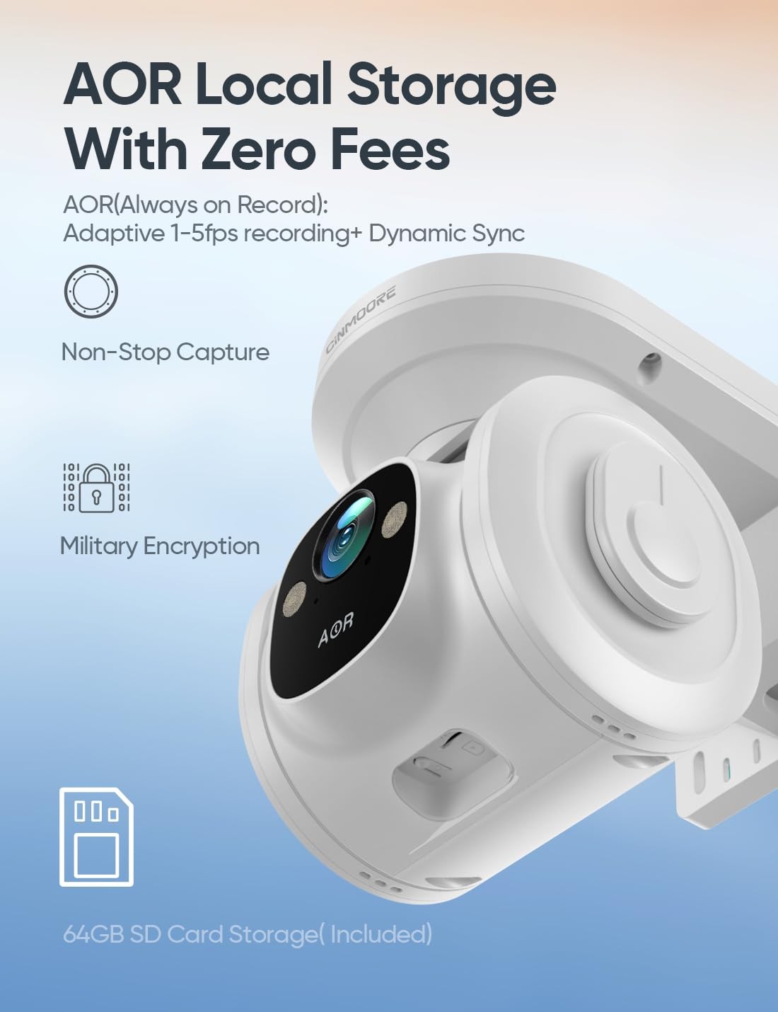 4G LTE Cellular Security Camera Outdoor 2.5K QHD, No WiFi 24/7 Off-white