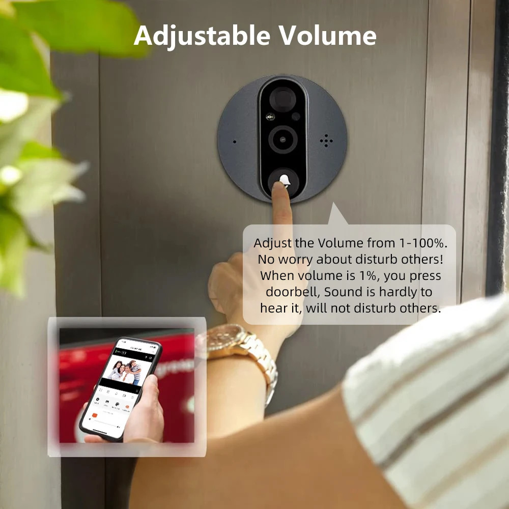 Tuya 3MP WiFi Peephole Doorbell Camera PIR Motion Detector 4.3in Digital Viewer