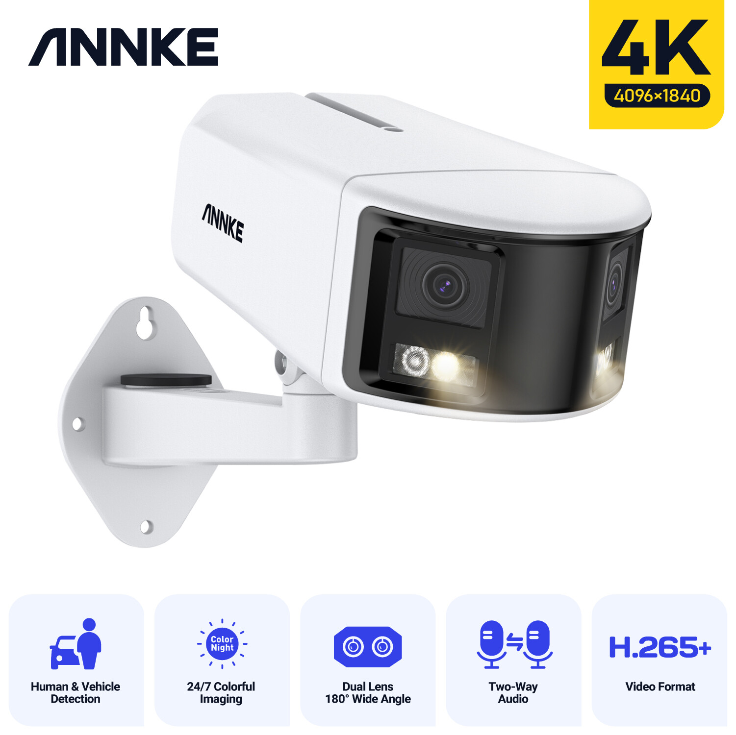 ANNKE 4K Dual Lens POE IP Security Camera Two Way Audio AI Detection Full Color