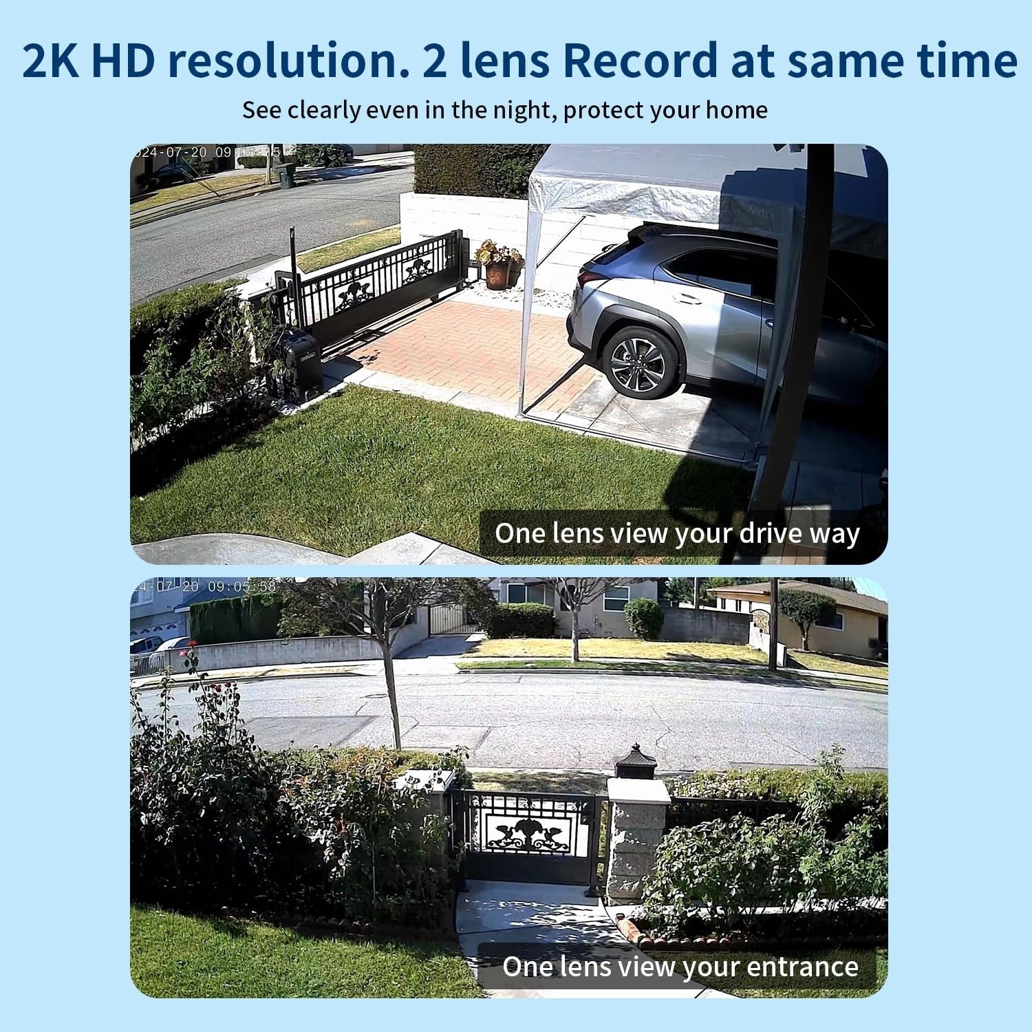 Outdoor Security Camera WiFi PTZ Dual Lens 2K Night Vision Auto Tracking
