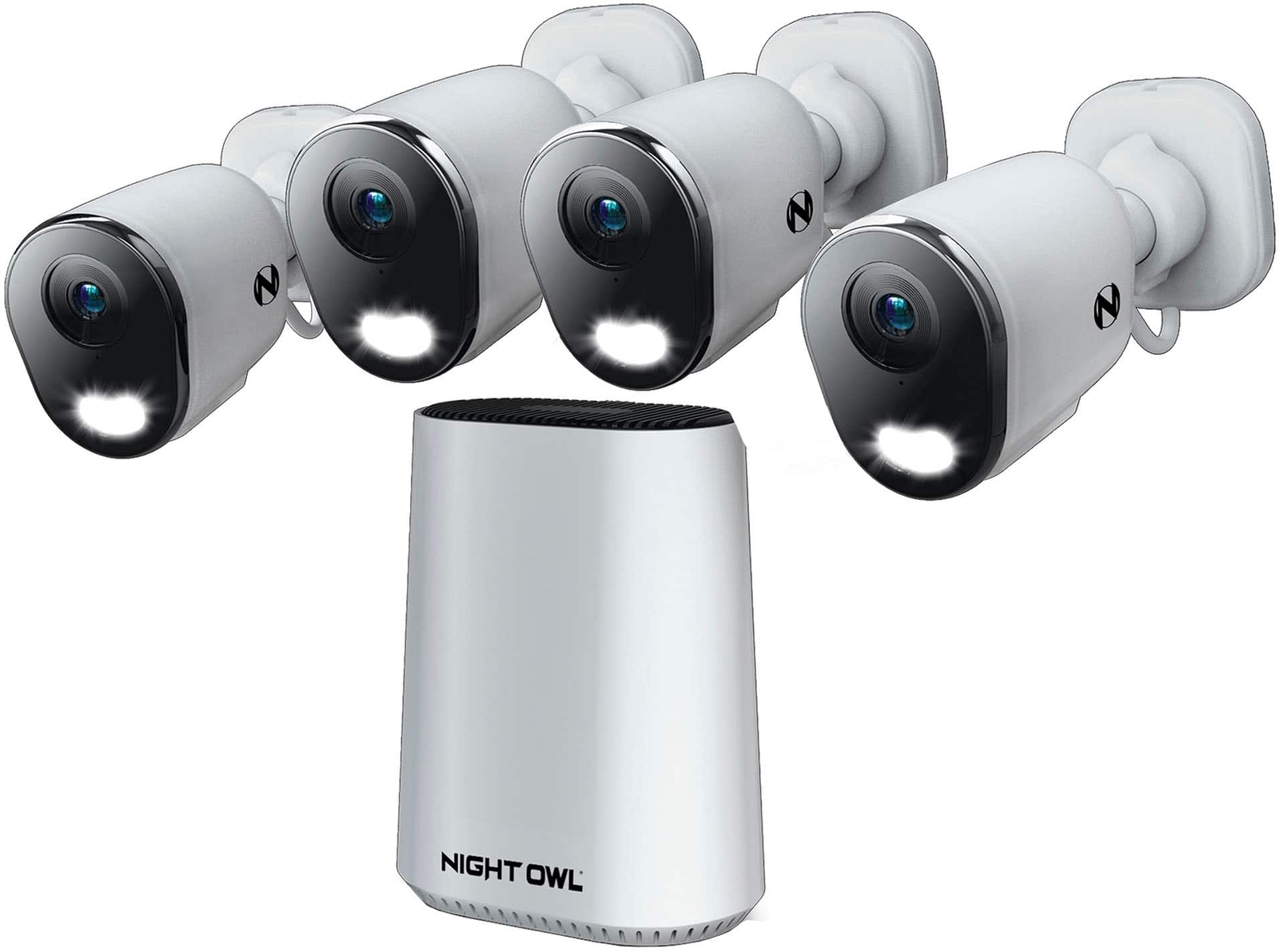 Night Owl – 8-Channel, 4-Camera Indoor/Outdoor Plug-In Wi-Fi IP 4K 64GB Secur…