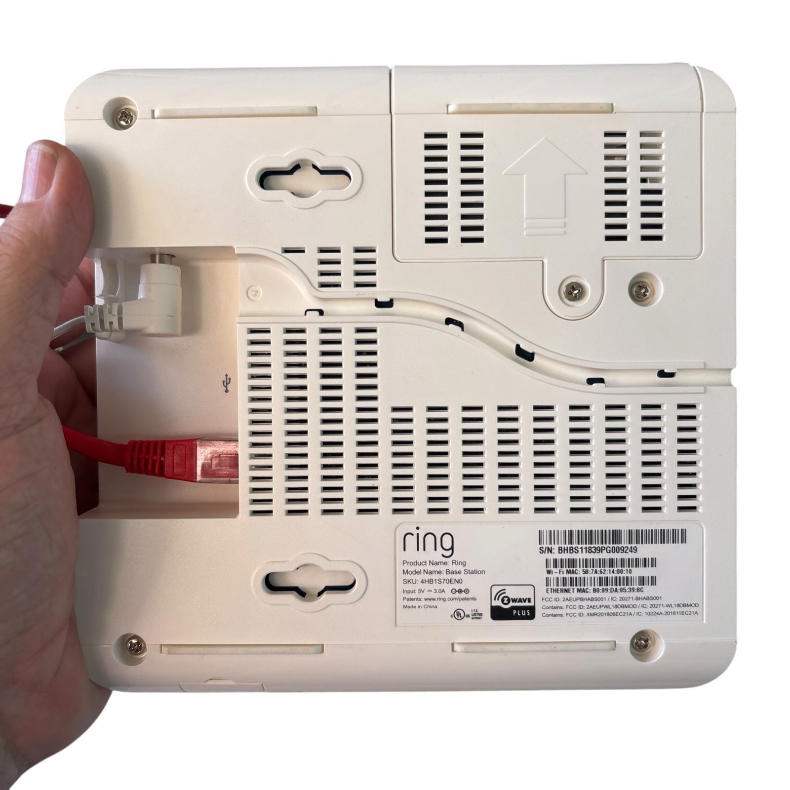 Ring Alarm Base Station -1st Gen- White 4HB1S70EN0 with AC Adapter