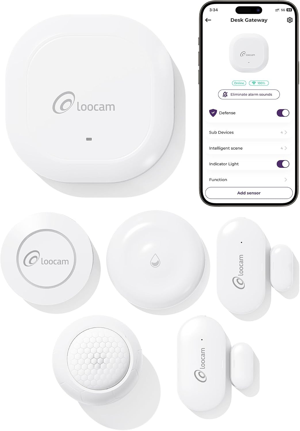 Wireless Alarm System 6 Pieces Kits for Home Apartment | 1 Smart Hub, 2 Door & W