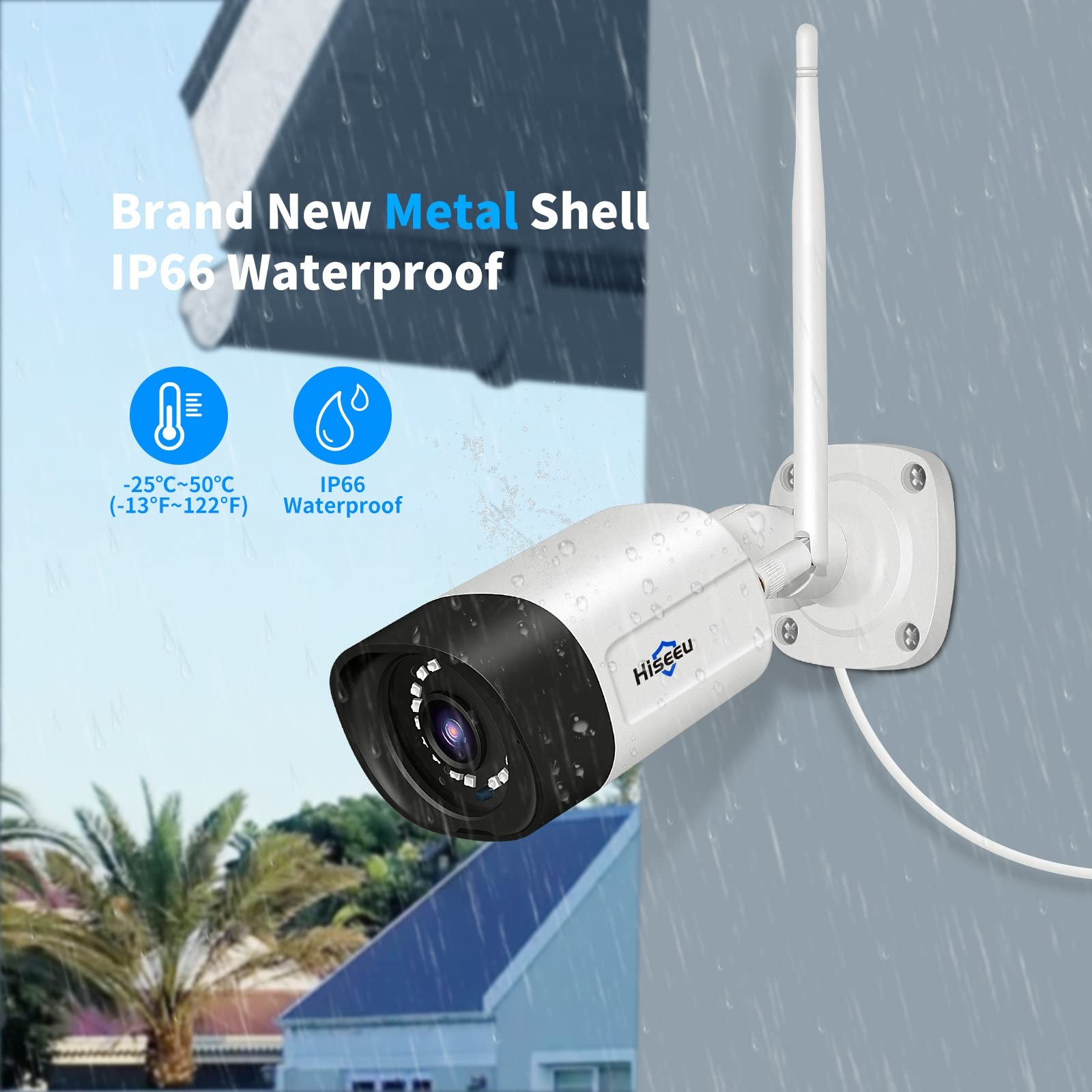 Hiseeu 5MP Security Camera Wireless Outdoor Compatible NVR System Home Security