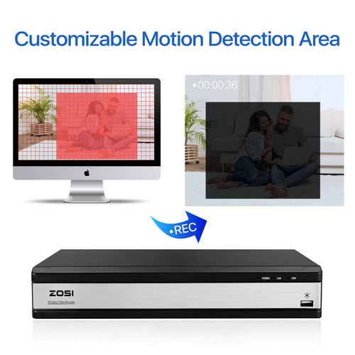 ZOSI H.265+ 16 Channel 1080P Home DVR with Hard Drive 2TB for Security System