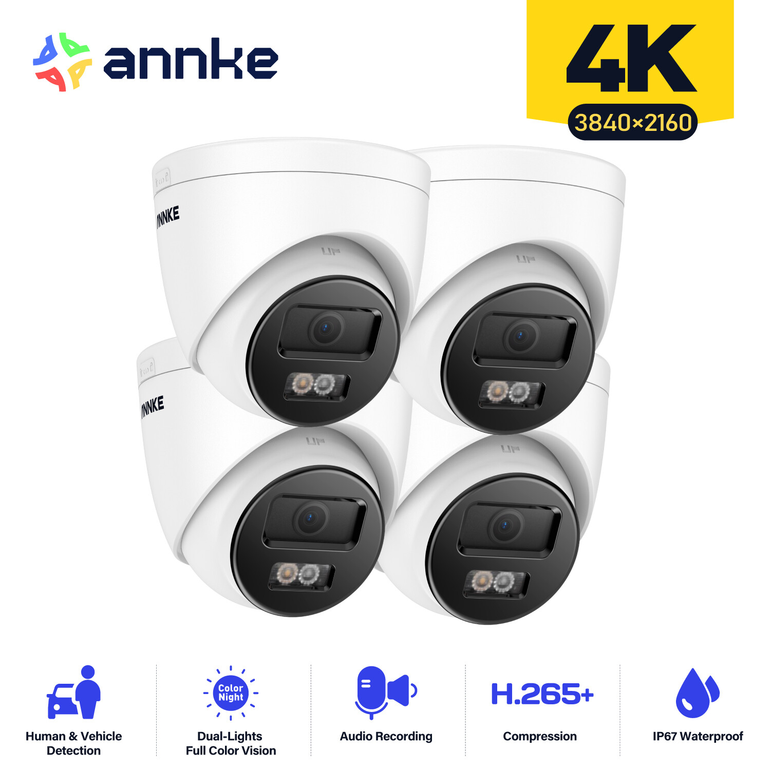 ANNKE 4K POE Security Camera Audio Recording C800 Outdoor Human Detection H.265+