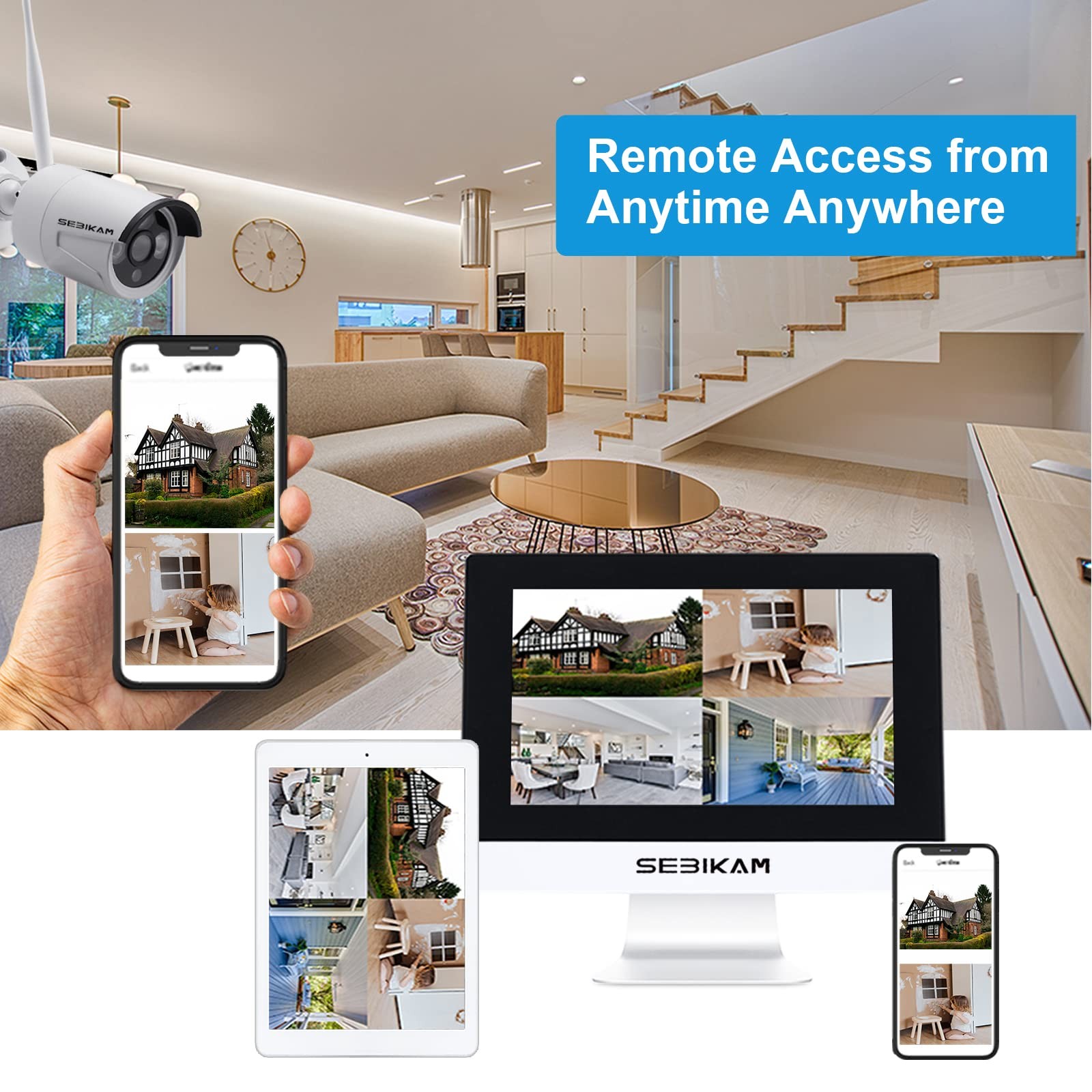 Wireless Security Camera System with 10.1″ Monitor, 4PCS 3MP/2K HD Cameras | …